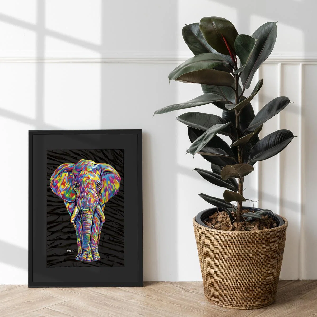 Paige the Elephant Framed Wall Art - White / 43.5cm – image 4