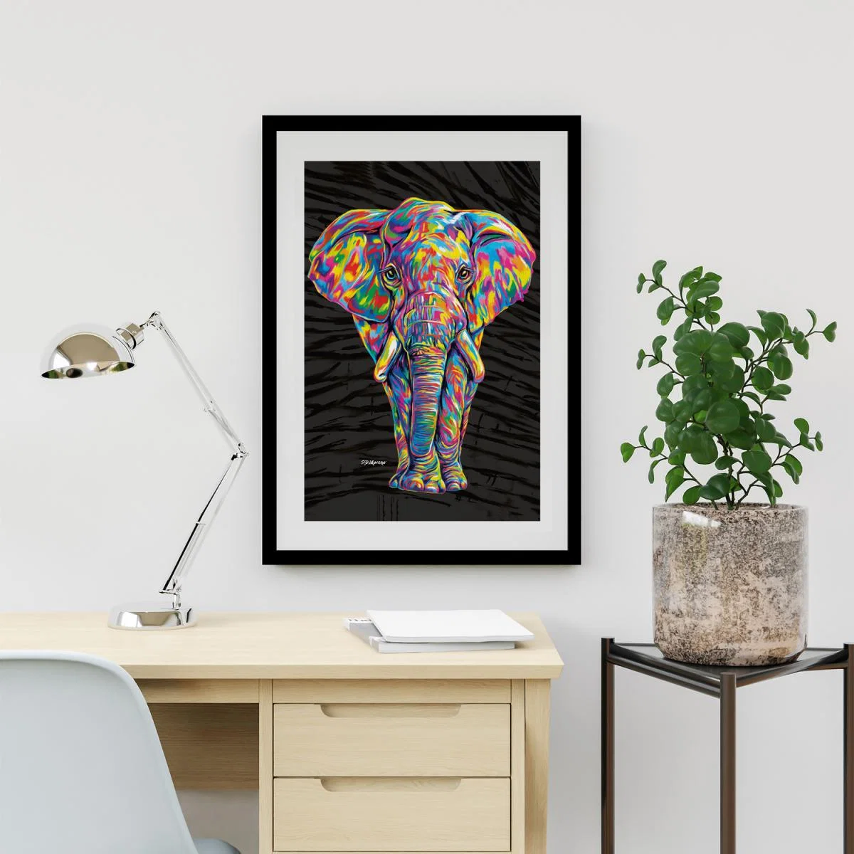 Paige the Elephant Framed Wall Art - White / 43.5cm – image 6