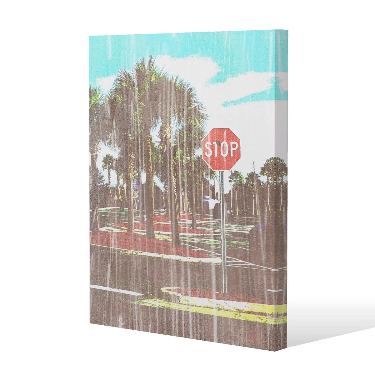 'Gold Stop' Graphic Art Wrapped on Canvas - Red / 92cm – image 2