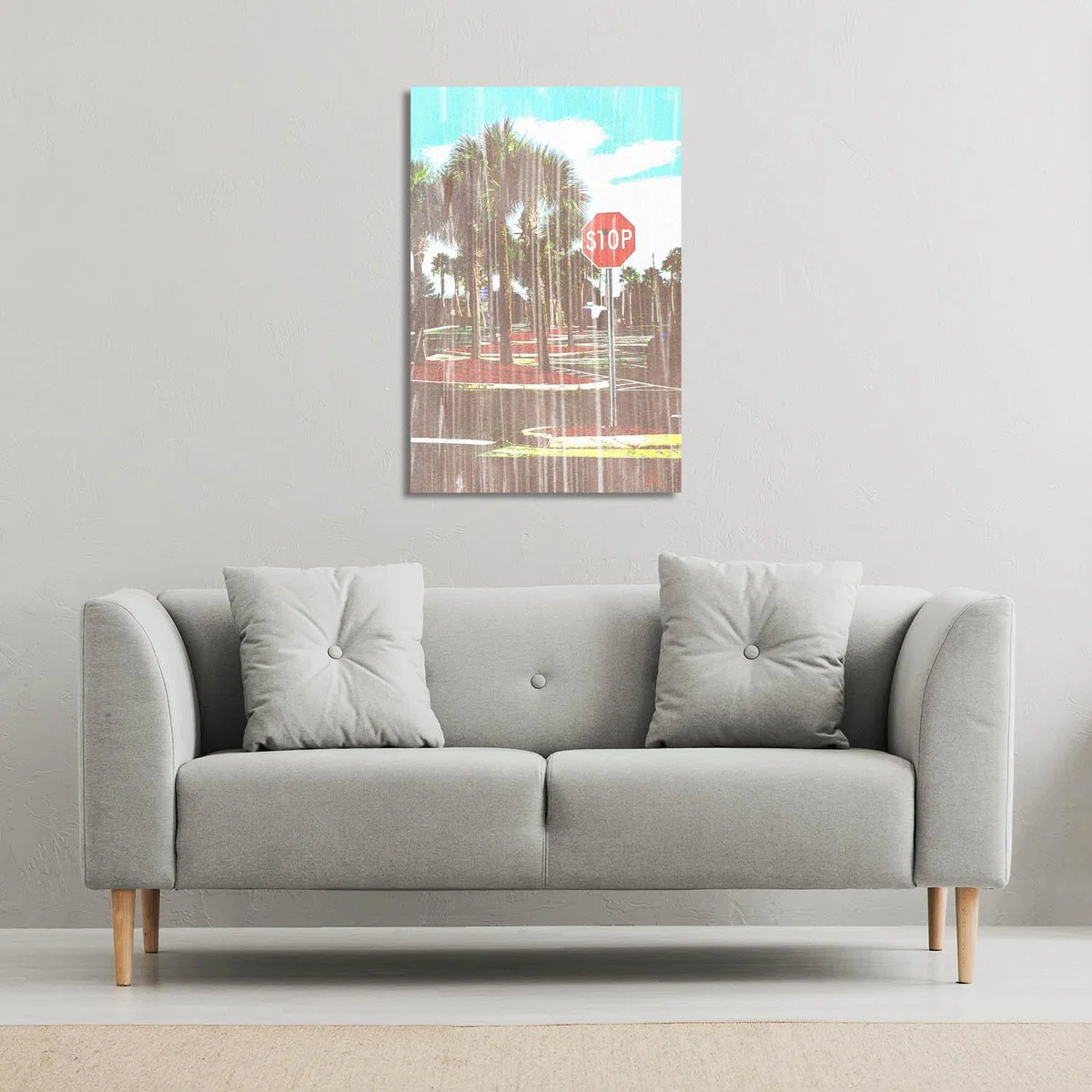 'Gold Stop' Graphic Art Wrapped on Canvas - Red / 92cm – image 3