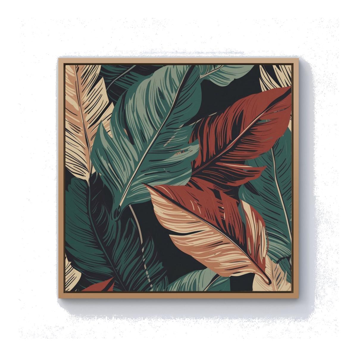 Autumn Colour Leaves Canvas Print - Green / 76.2cm / Pine Frame