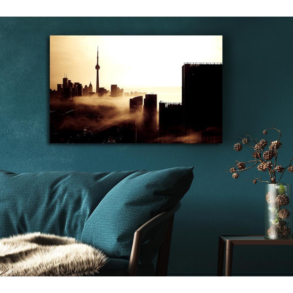 City Fog Canvas Print Wall Art - Yellow / 50.8cm – image 4