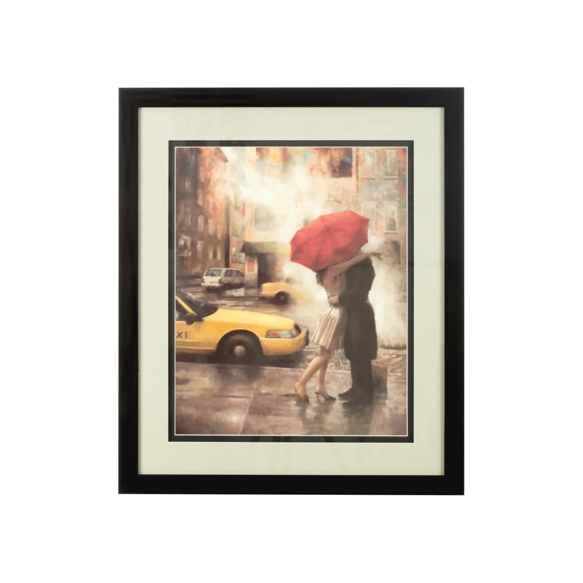 City Framed Couple Under Umbrella Wall Art - Assorted