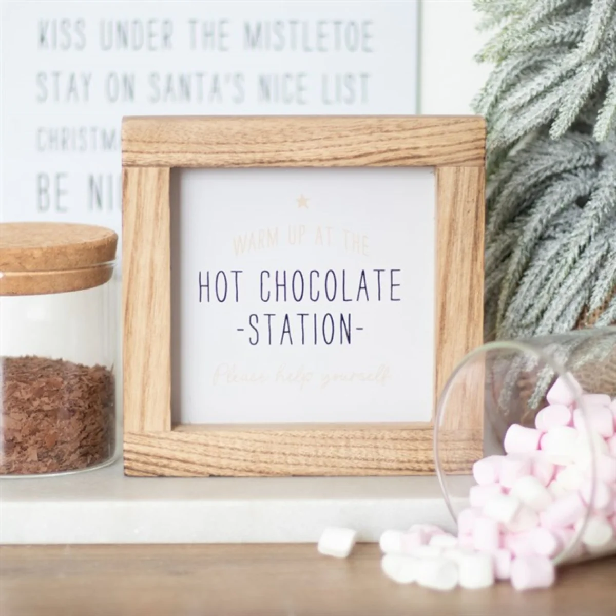 Hot Chocolate Station Wooden Sign Perfect for Holiday Celebrations - White – image 4