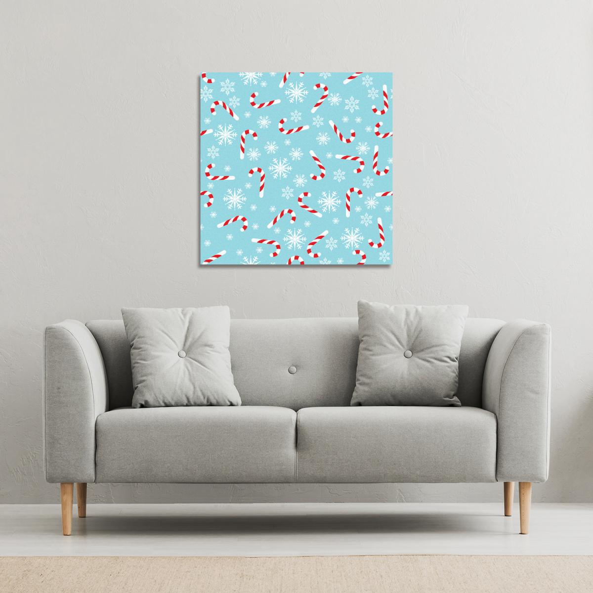 Candy Canes And Snowflakes Gallery Canvas - Blue / 46cm – image 2