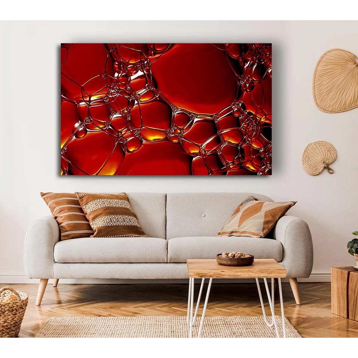 Burnt Orange Bubbles Canvas Print Wall Art - Yellow / 35.56cm – image 4
