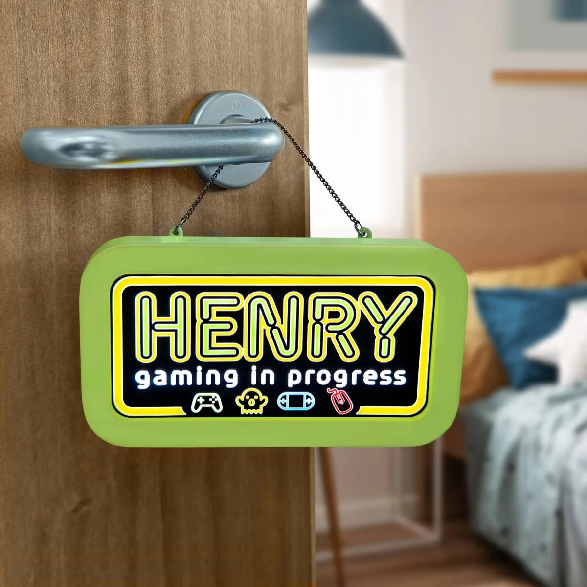 Henry Pre-personalised Light-Up Neon Bedroom Sign - Green – image 8