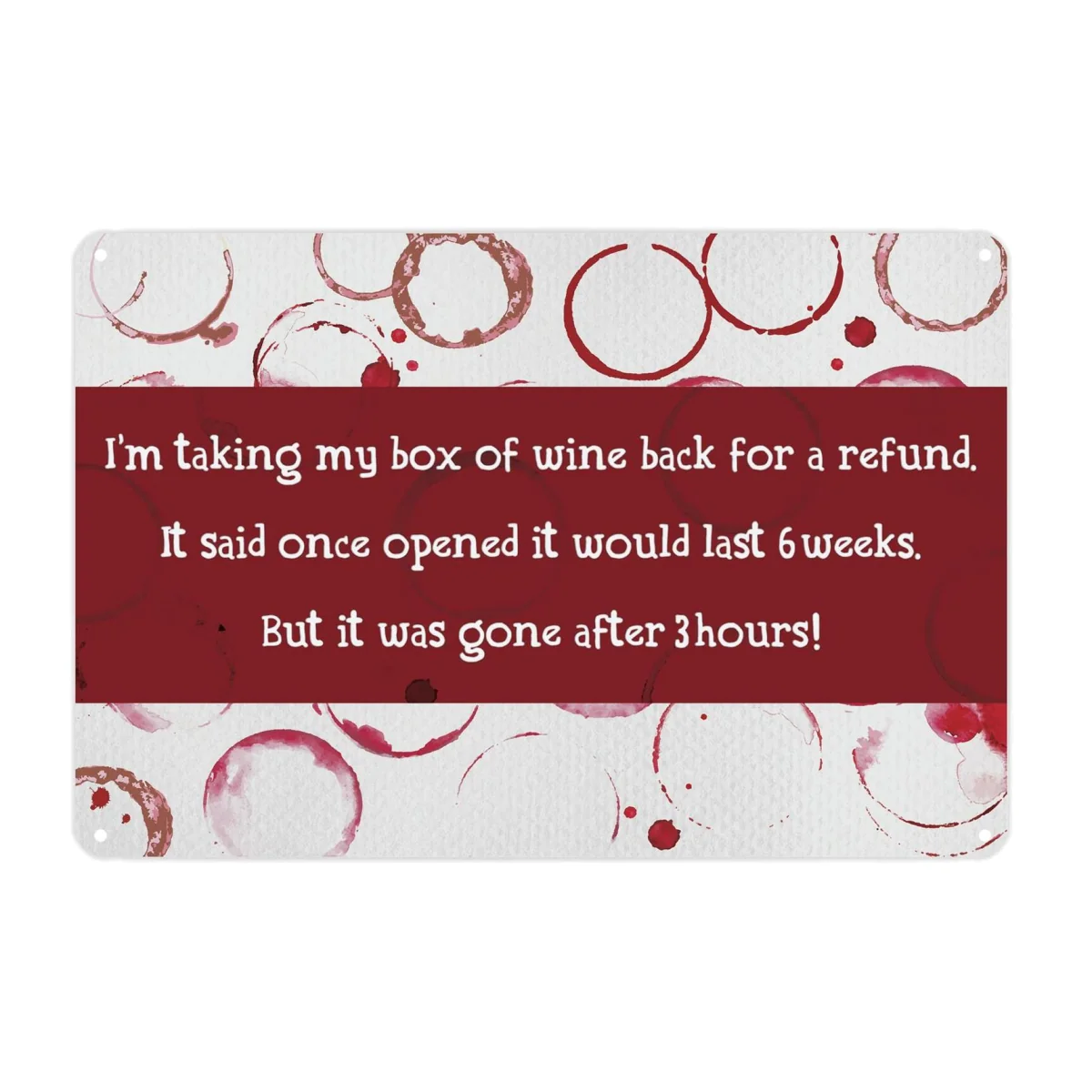 Wine Joke Landscape Metal Wall Plaque - Home Décor Gift - Red – image 1