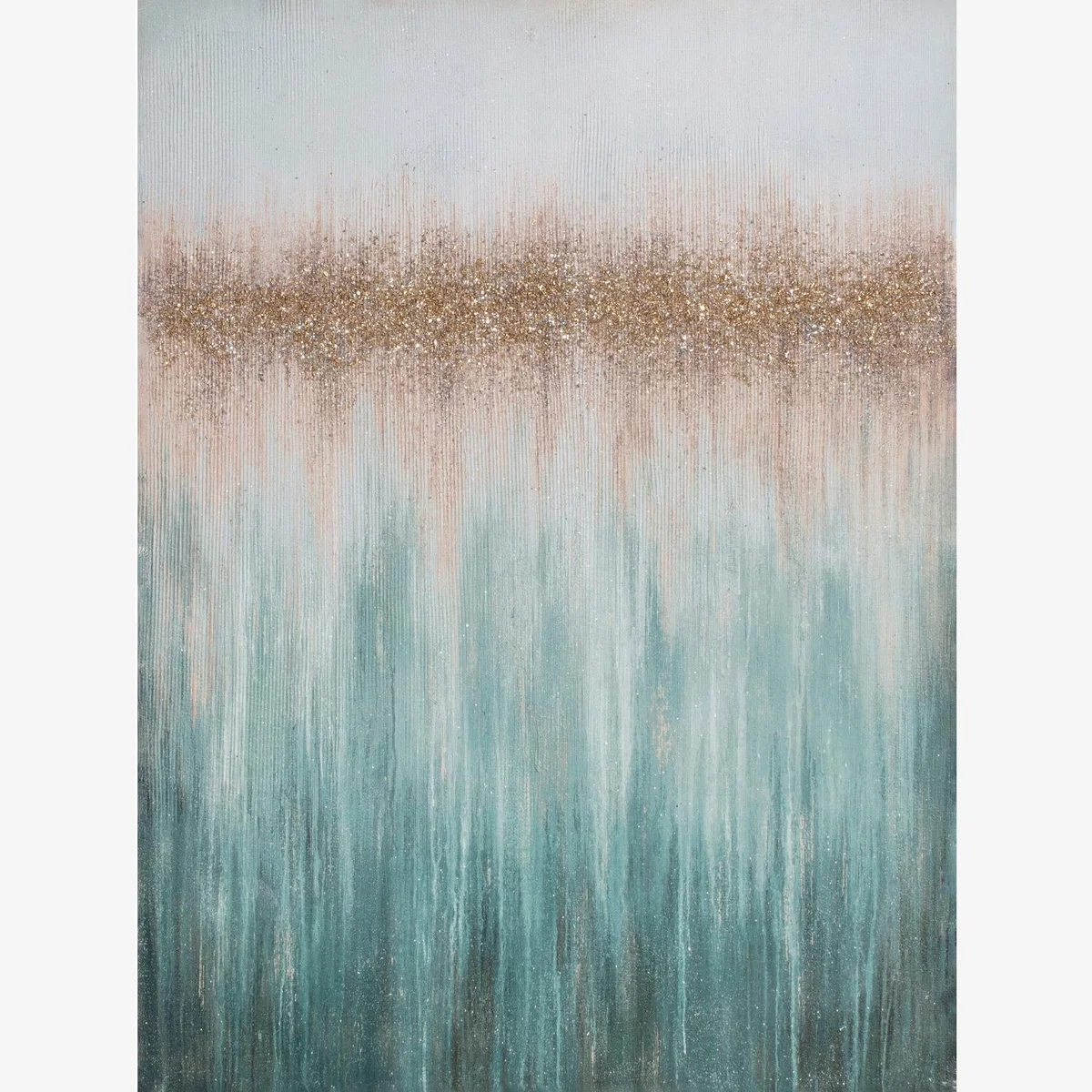 Embellished Abstract Canvas - Sage