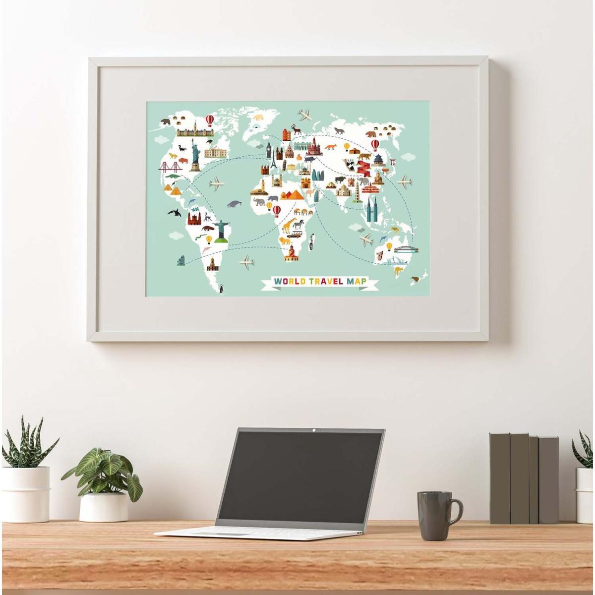 Cartoon Animal World Map Art Print - Green / 29.7cm – image 2