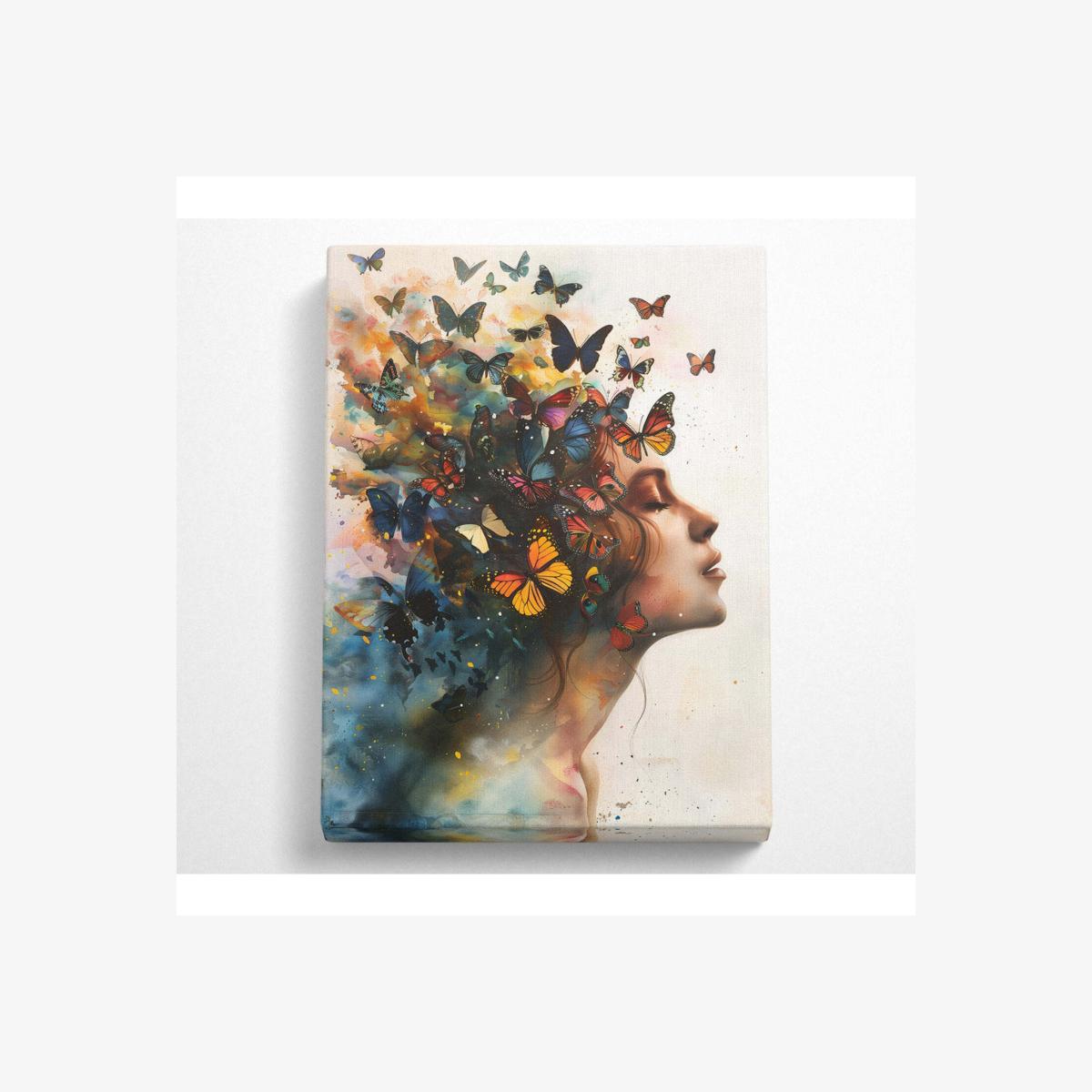 Butterfly Woman Explosion Canvas Print - Black / 50.8cm