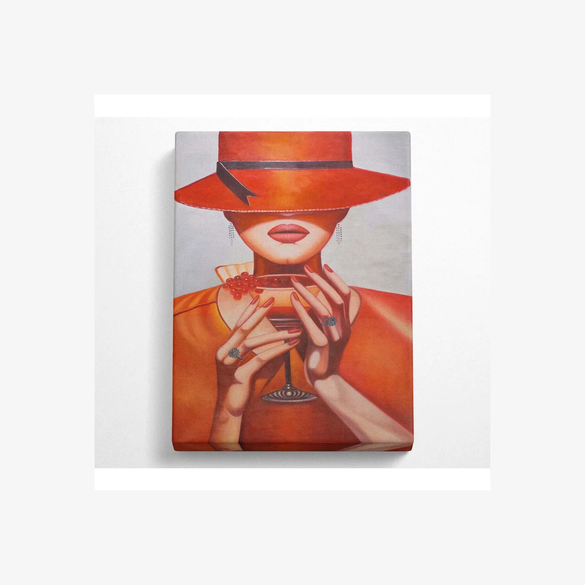 Cocktail Orange Woman Canvas Print - Black / 101.6cm