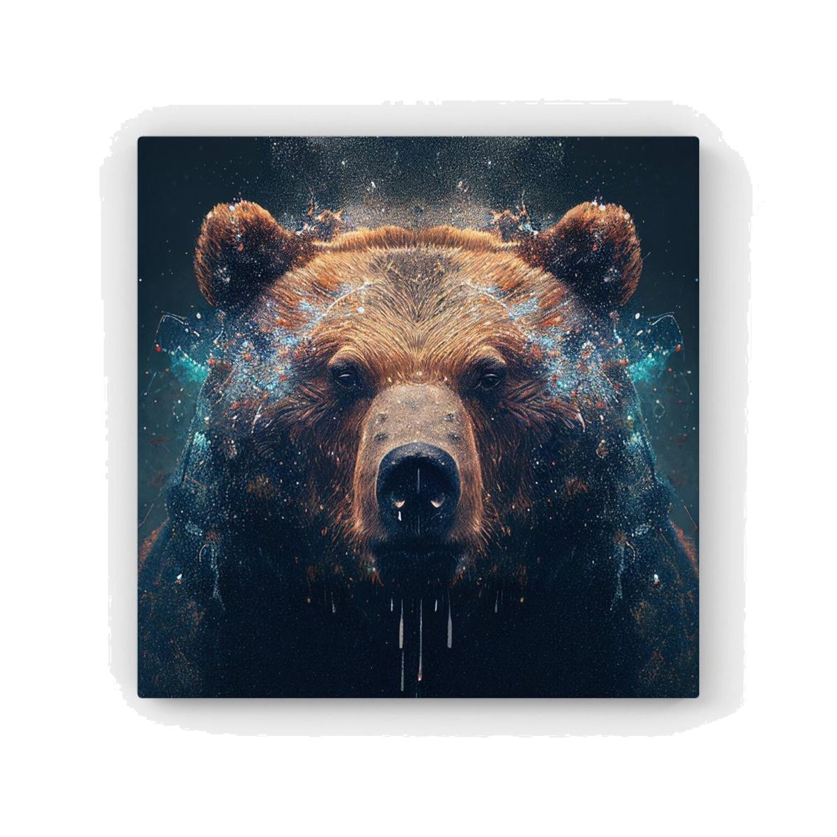 Brown Bear Face Splashart HD Metal Print - Brown / 40cm