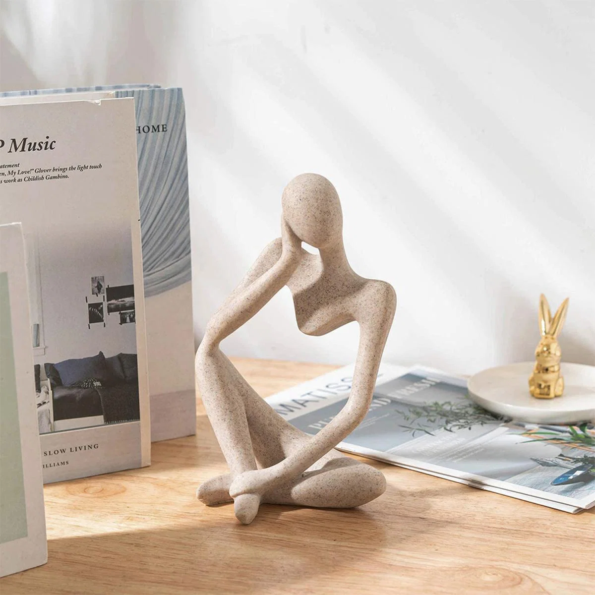 Resin Sculpture Art Abstract Meditator Statue Tabletop Woman Figurine - Neutral – image 4