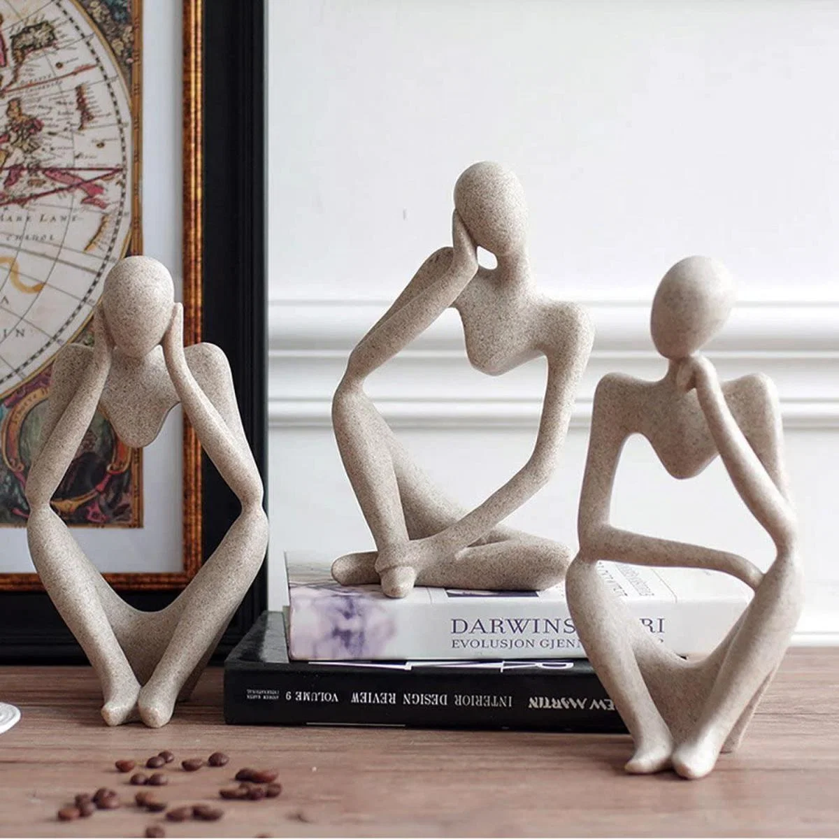 Resin Sculpture Art Abstract Meditator Statue Tabletop Woman Figurine - Neutral – image 5