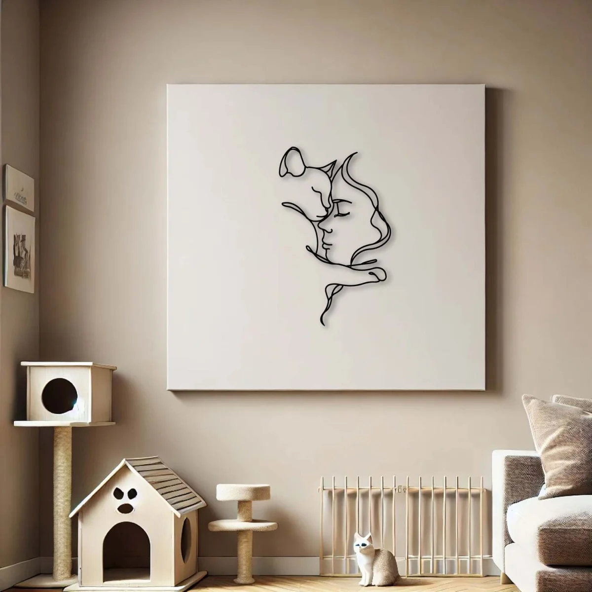 METAL WALL ART -CAT LOVER 70 CM - TEXTURE BLACK - Black – image 2