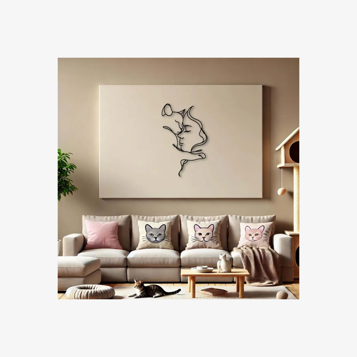 METAL WALL ART -CAT LOVER 70 CM - TEXTURE BLACK - Black – image 1