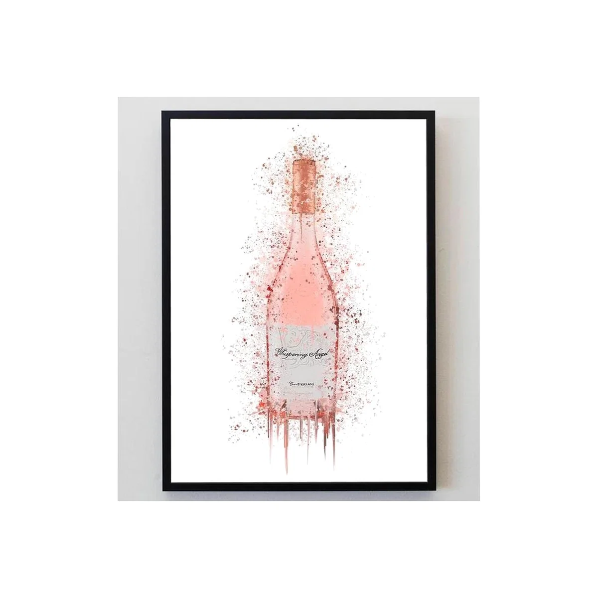 Pink Prosecco Bottle Splatter Print - Pink / A4