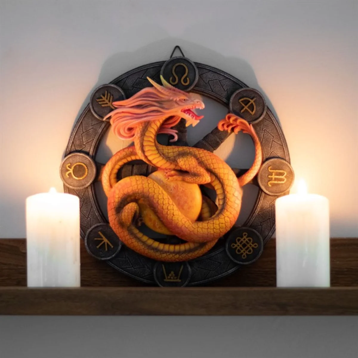 Litha Dragon Resin Wall Plaque by Anne Stokes Fantasy Home Decor - Yellow – image 2