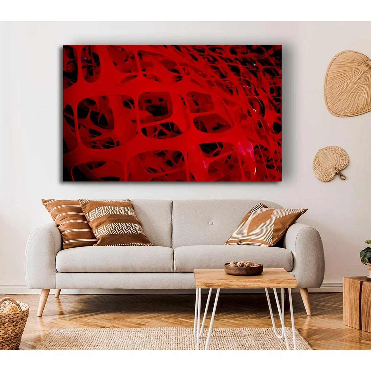 Red Squares Canvas Print Wall Art - Yellow / 50.8cm – image 4
