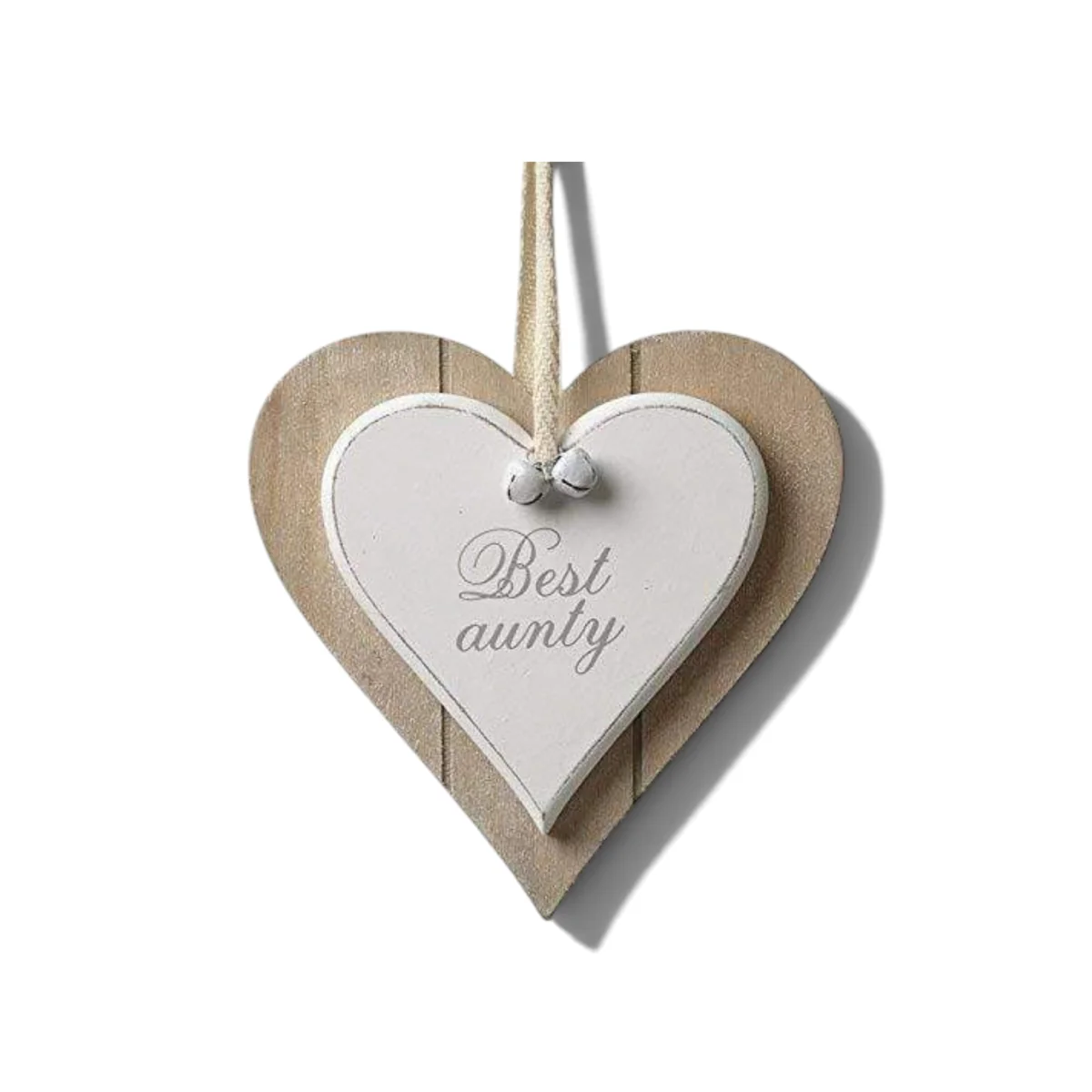Heaven Sends Shabby Chic Heart Hanging Best Aunty Plaque - White