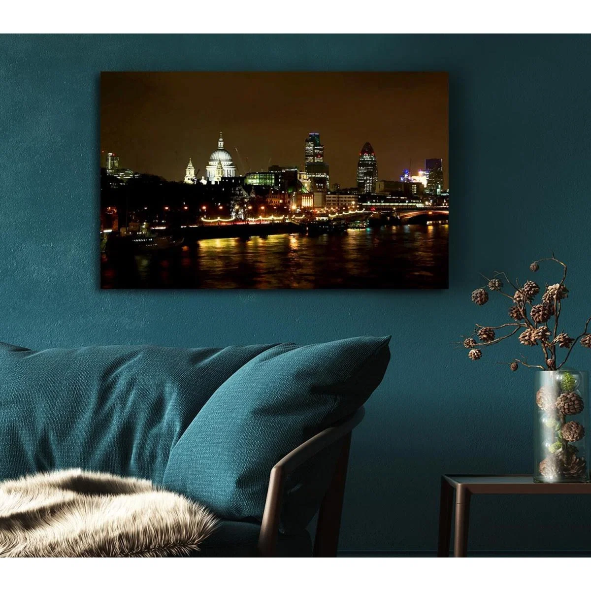 London St Pauls At Night Canvas Print Wall Art - Yellow / 81.28cm – image 5