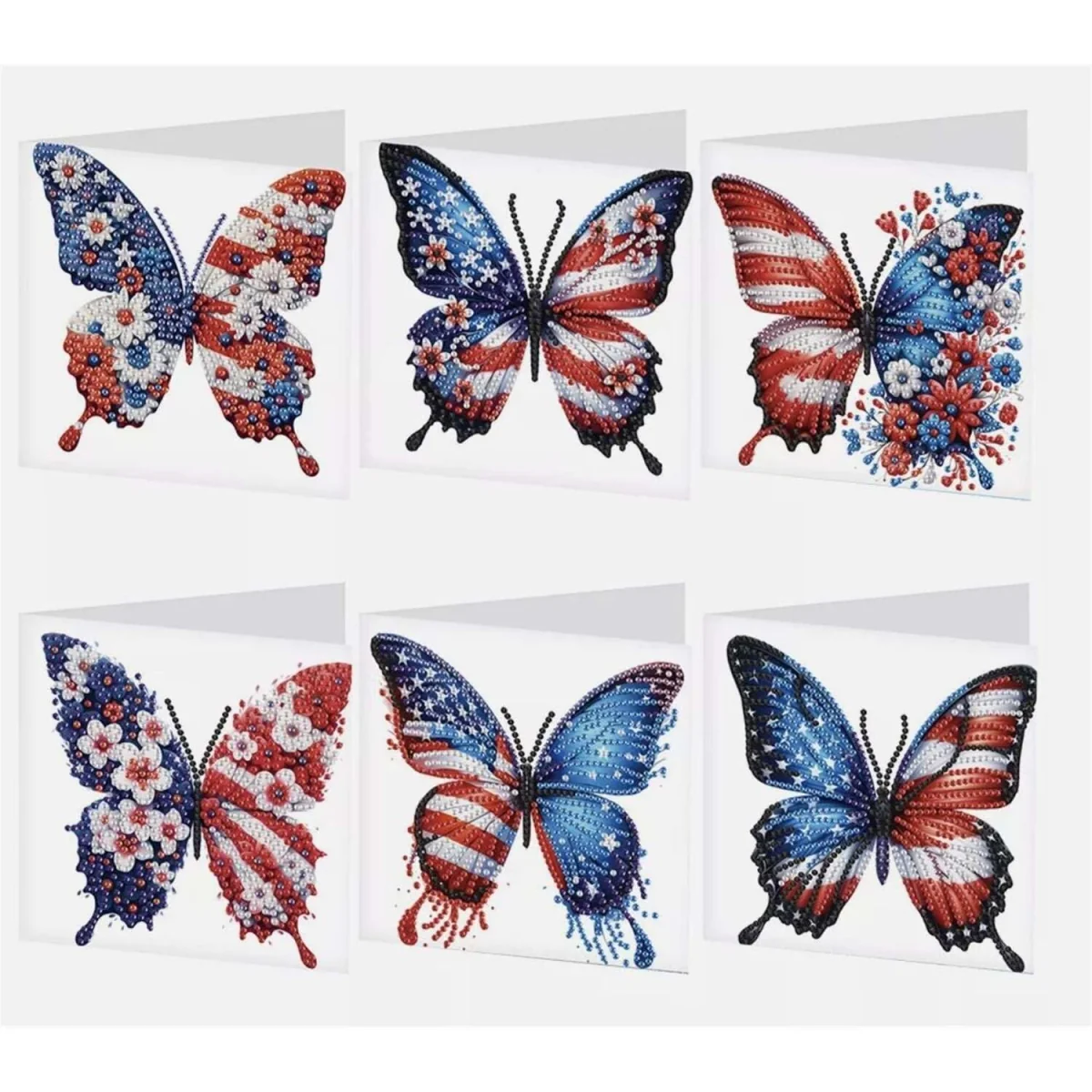 Pack of 6 USA Butterflies  Cards - White Diamond Painting Kit – Diamond Art for Adults – image 2
