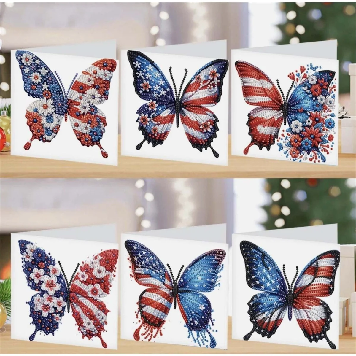 Pack of 6 USA Butterflies  Cards - White Diamond Painting Kit – Diamond Art for Adults – image 6