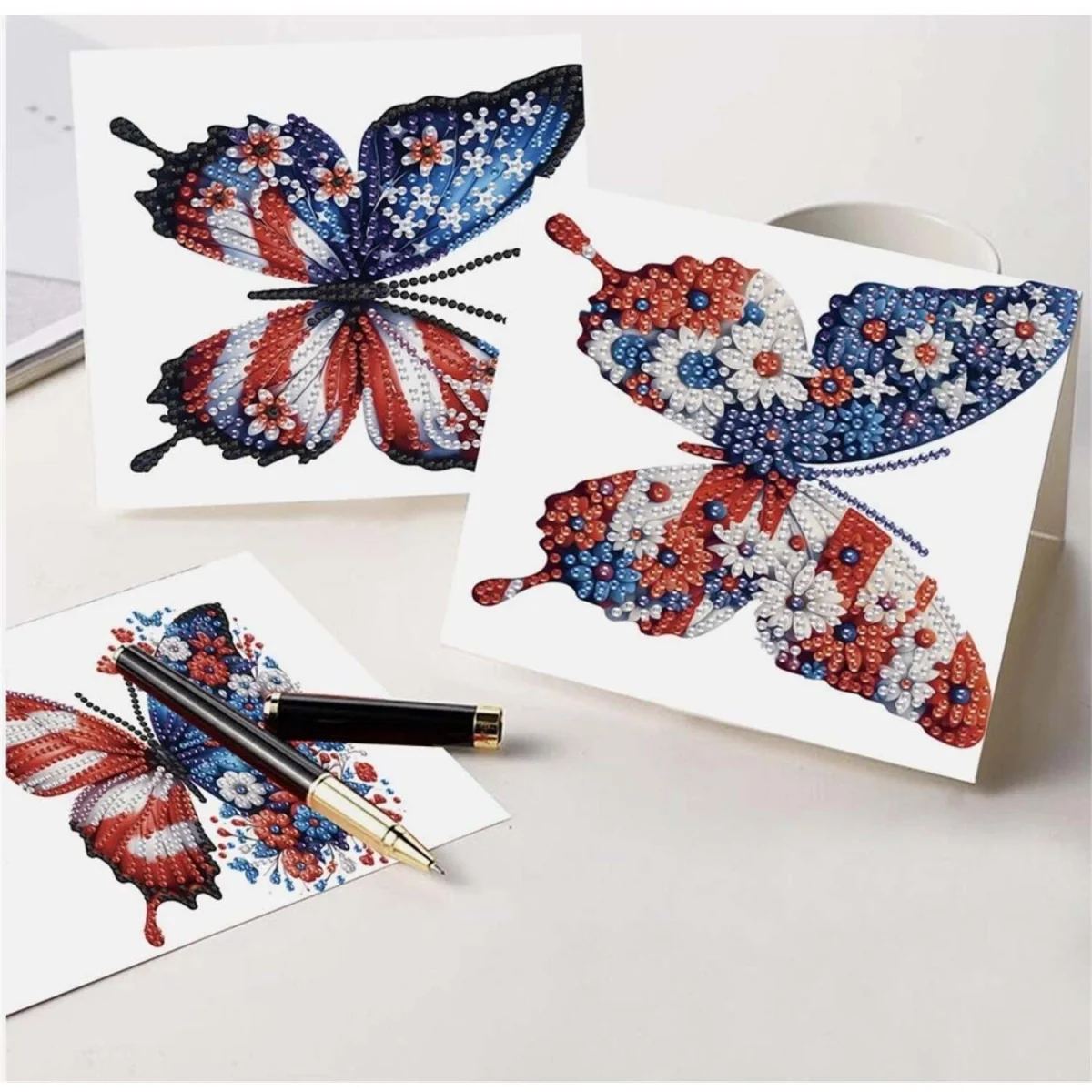Pack of 6 USA Butterflies  Cards - White Diamond Painting Kit – Diamond Art for Adults – image 7