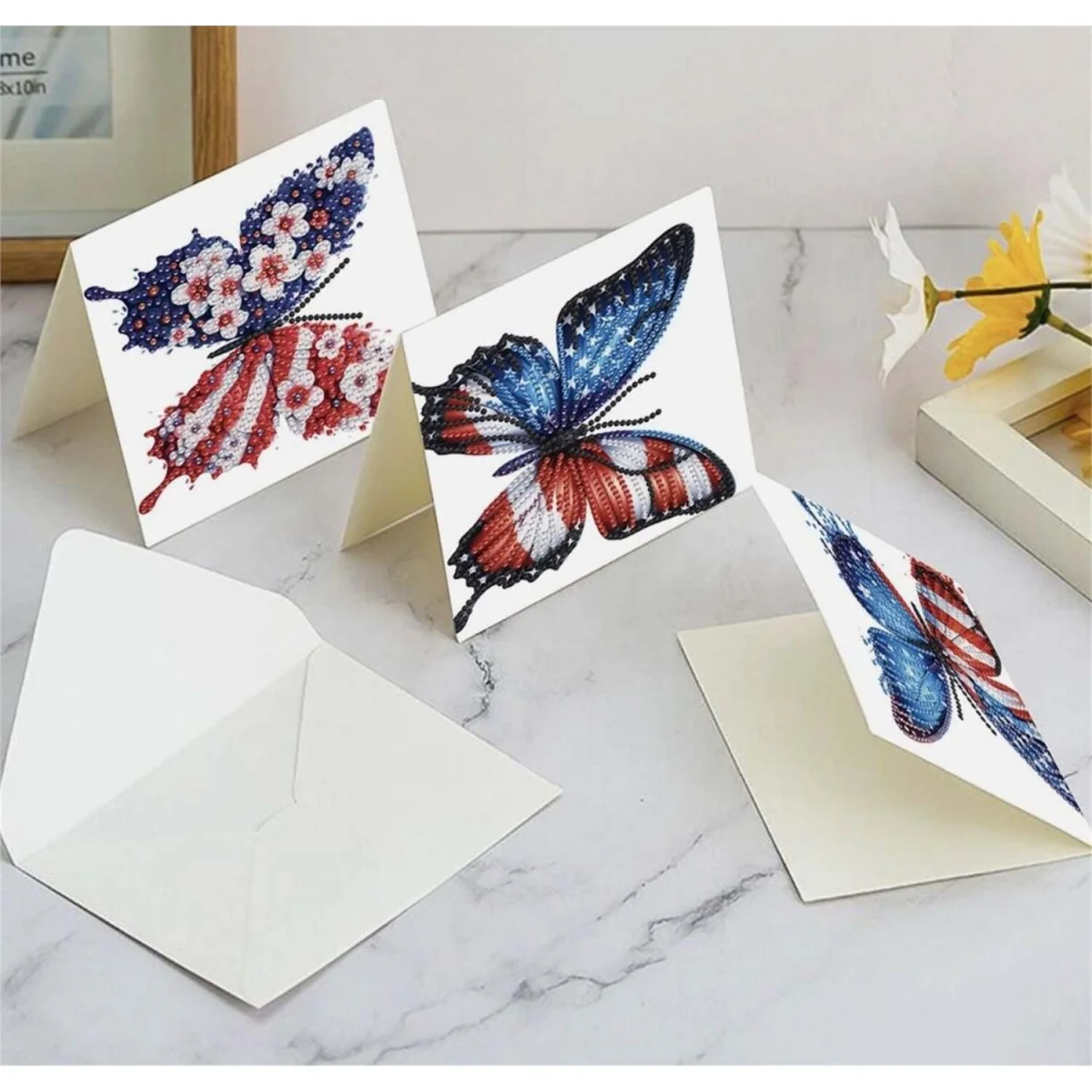 Pack of 6 USA Butterflies  Cards - White Diamond Painting Kit – Diamond Art for Adults – image 8