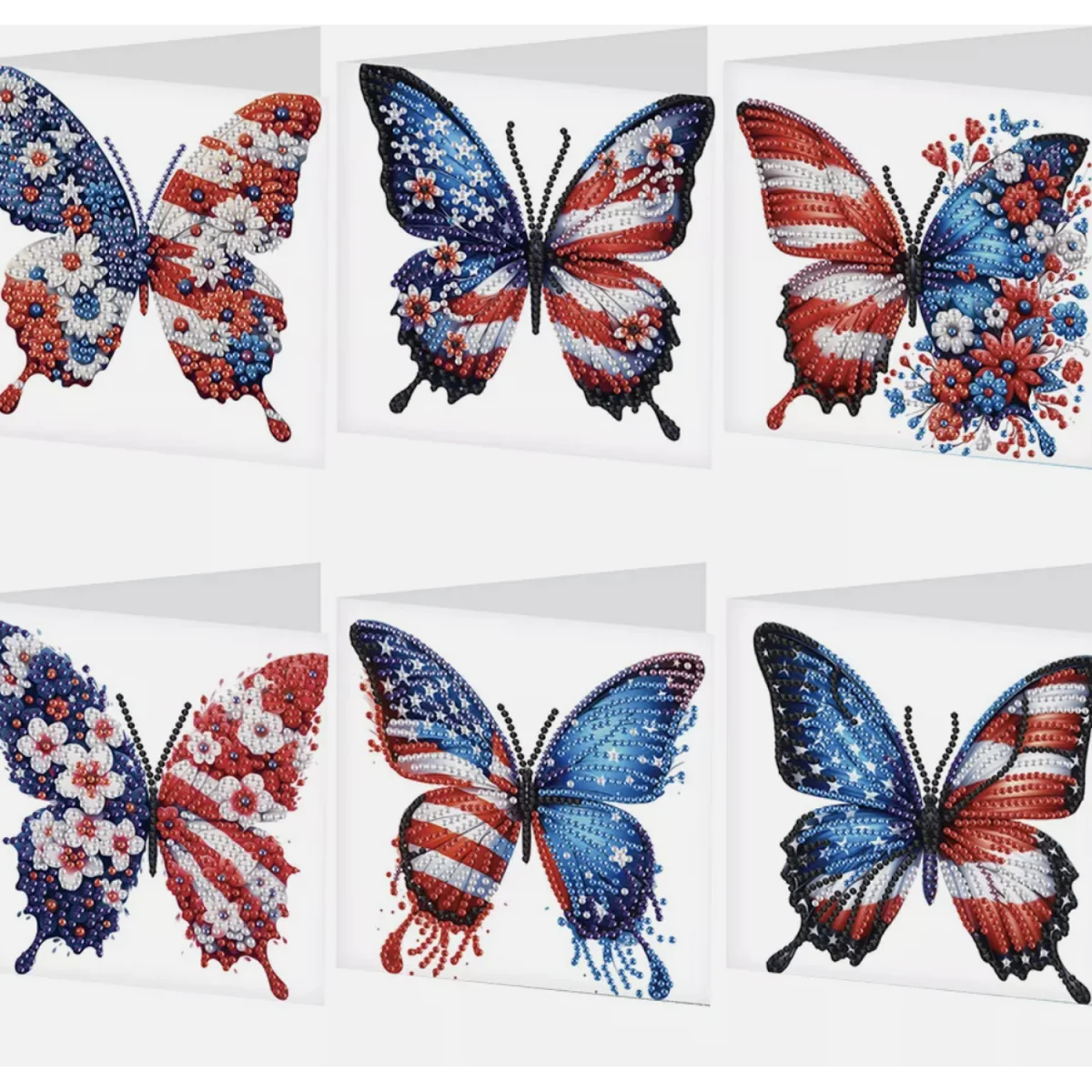 Pack of 6 USA Butterflies  Cards - White Diamond Painting Kit – Diamond Art for Adults – image 10