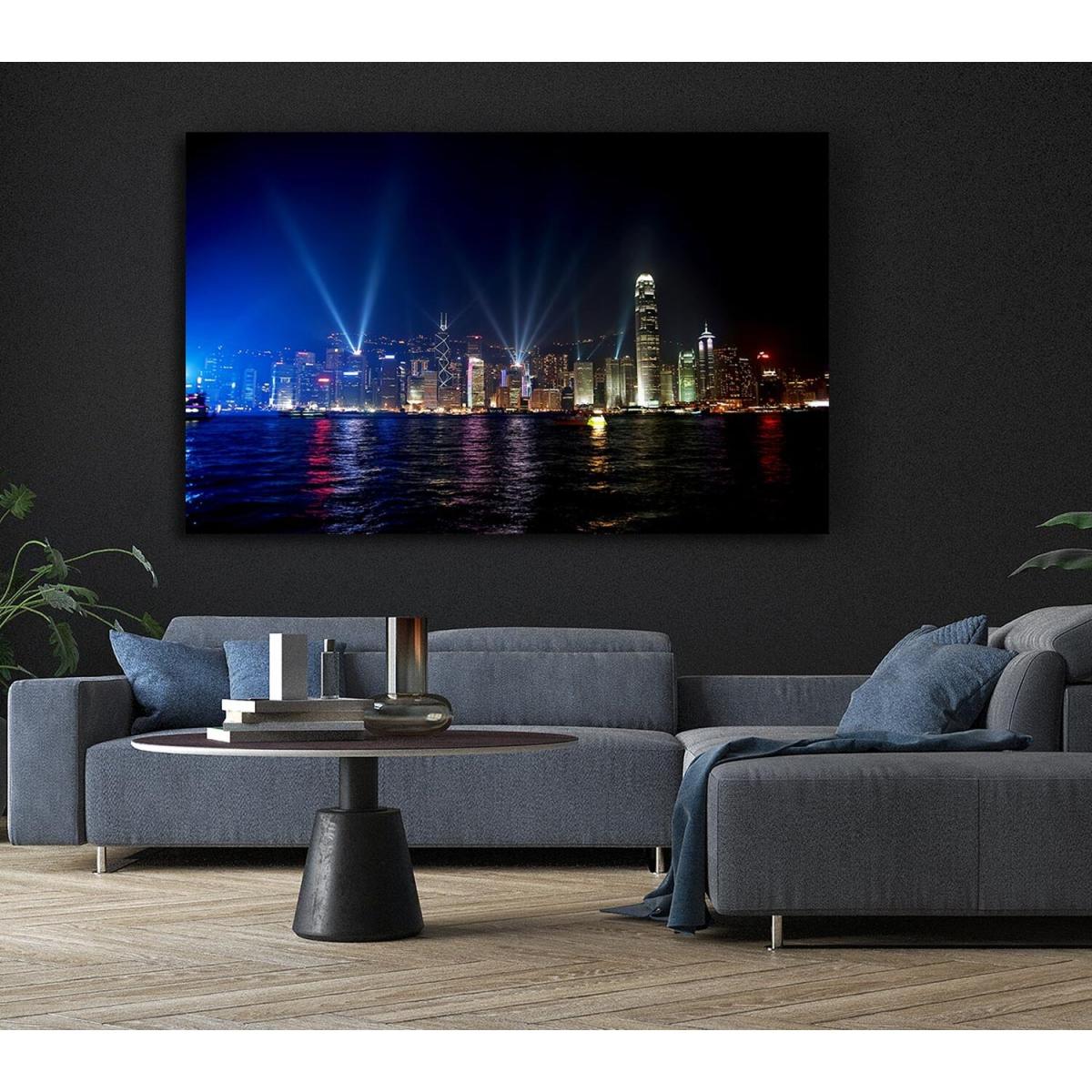 Hong Kong Strobe Light Reflections Canvas Print Wall Art - Yellow / 50.8cm – image 5