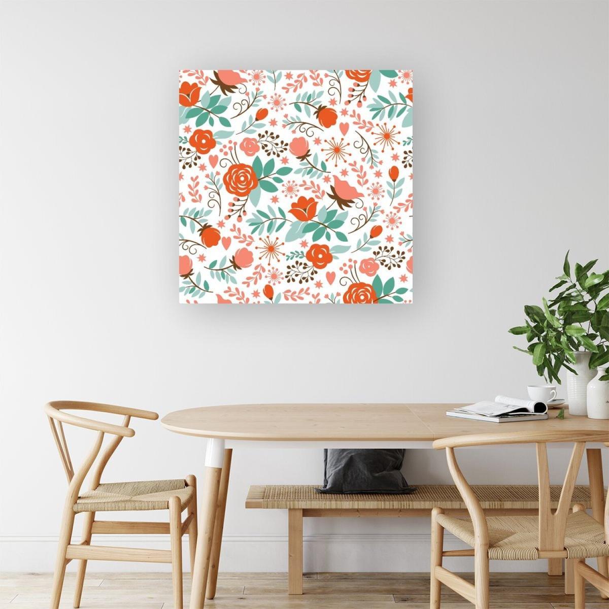 Orange Floral Pattern Canvas Print - Orange / Medium – image 2