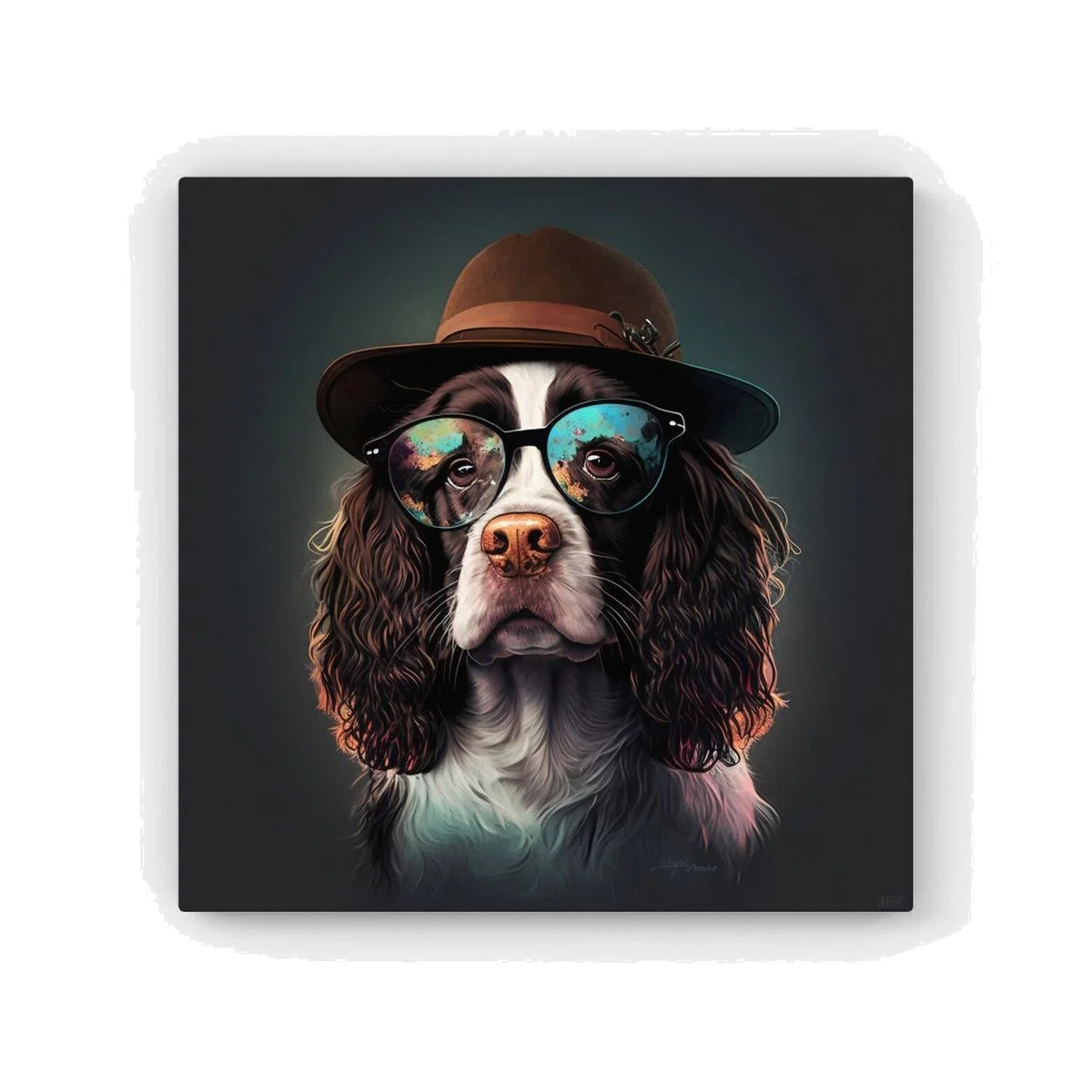 Springer Spaniel Dog Splashart HD Metal Print - Neutral / 30cm