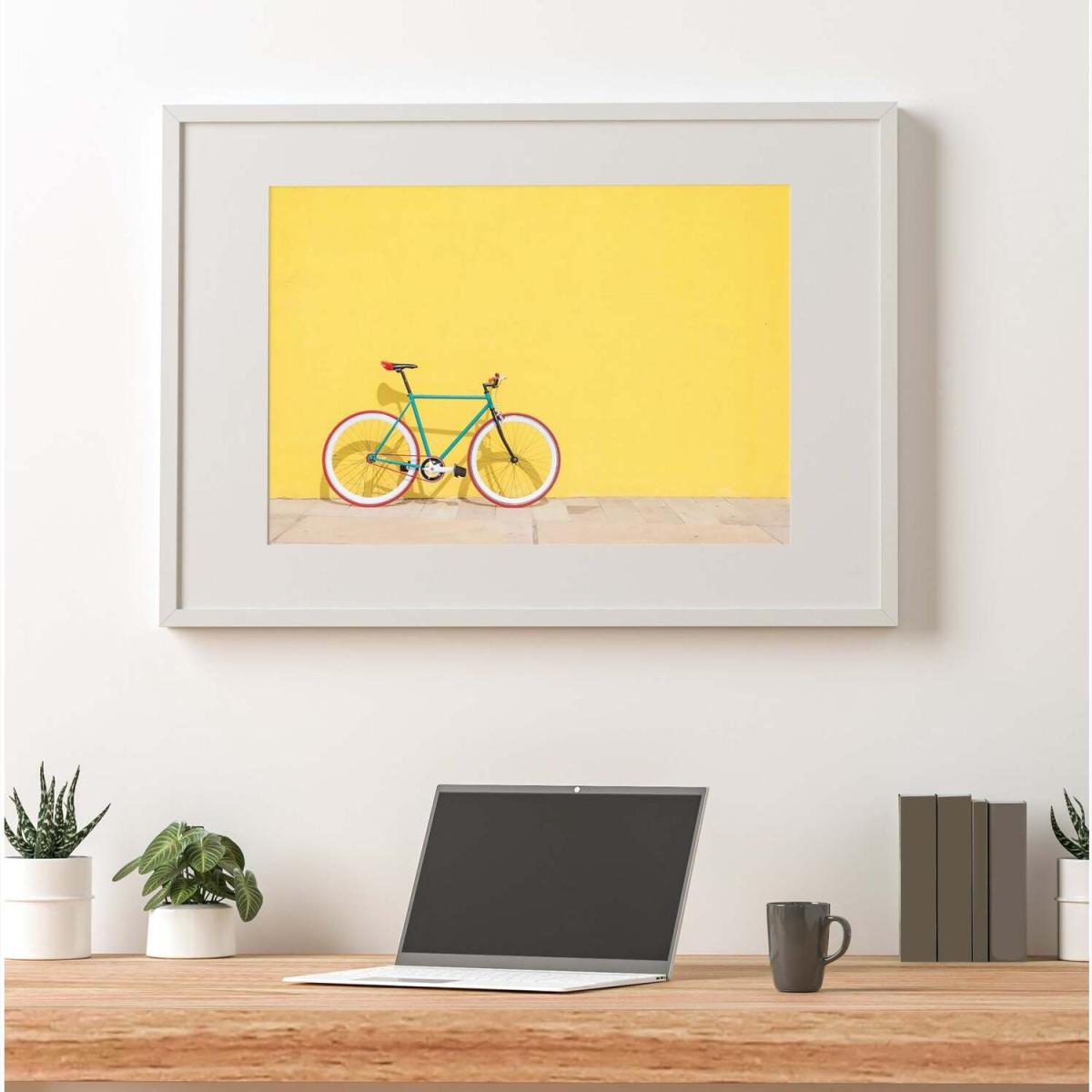 Bike Against Yellow Art Print - Yellow / 42cm – image 1