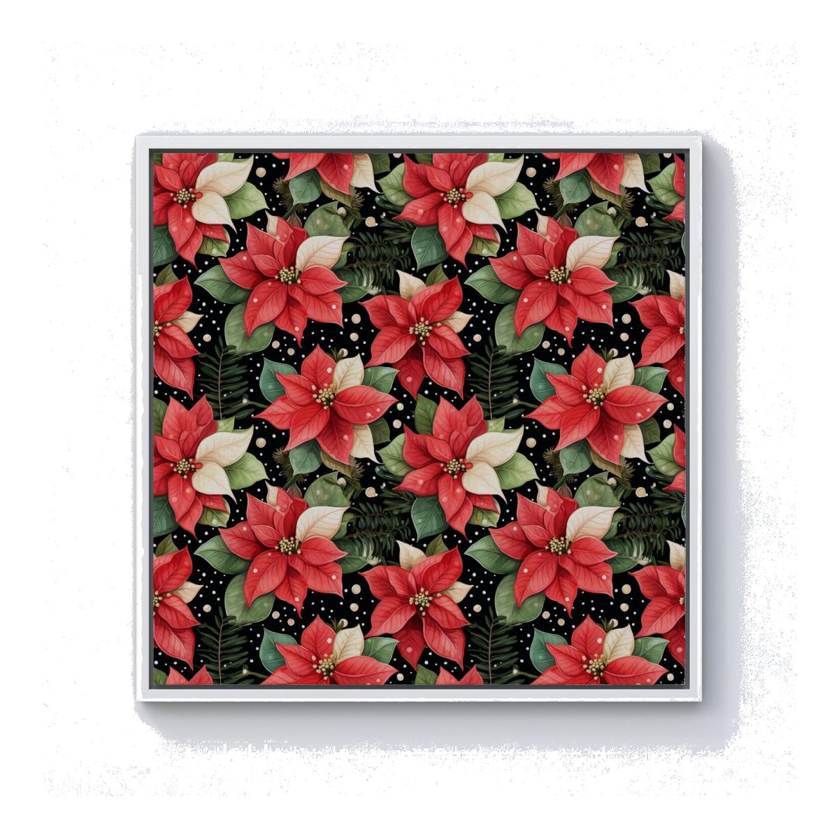 Poinsettia, Watercolor Style Canvas Print - Red / 101.6cm / White Frame