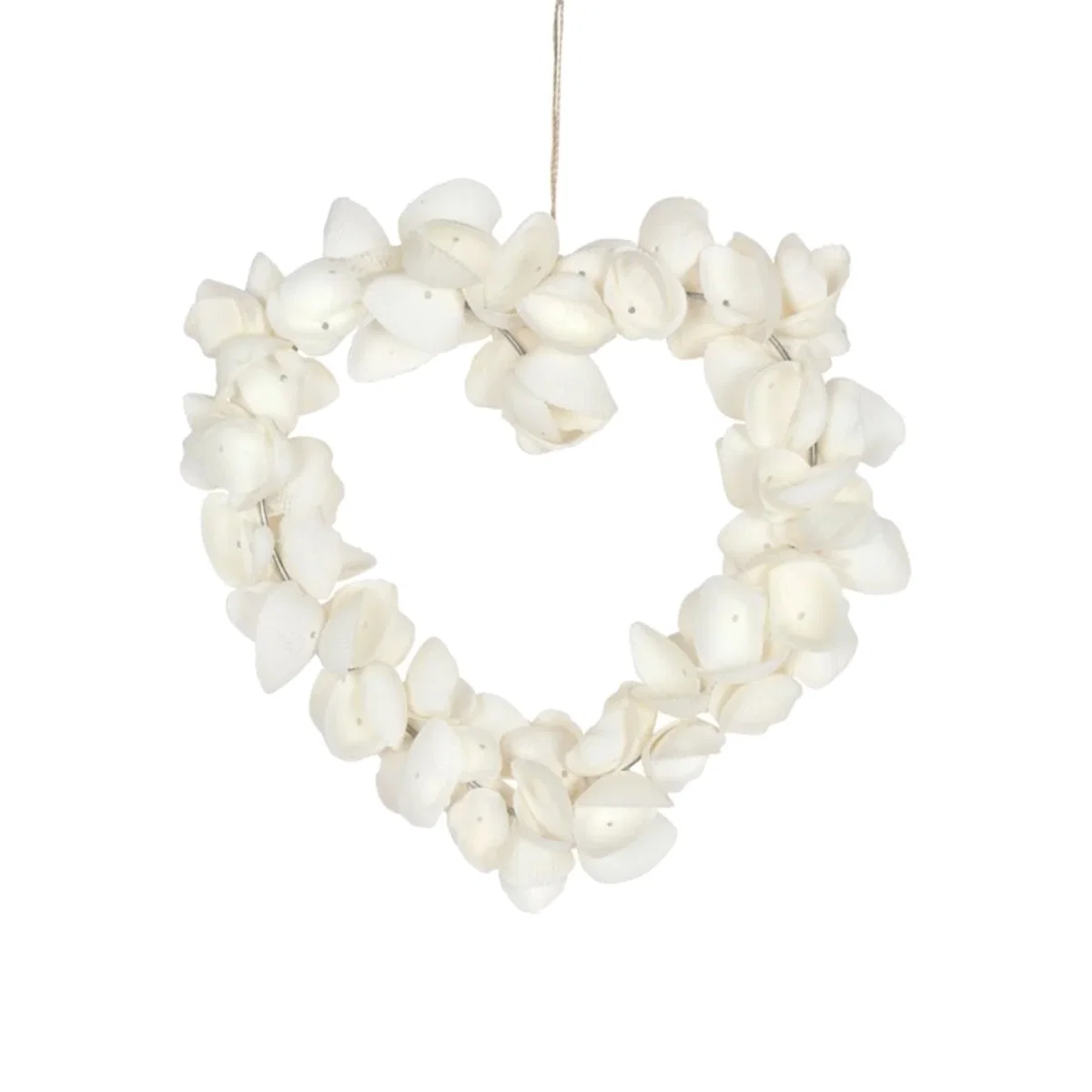 Beachy Clamshell Heart Hanging Decor - Seaside Wall Art Outdoor Decor - White