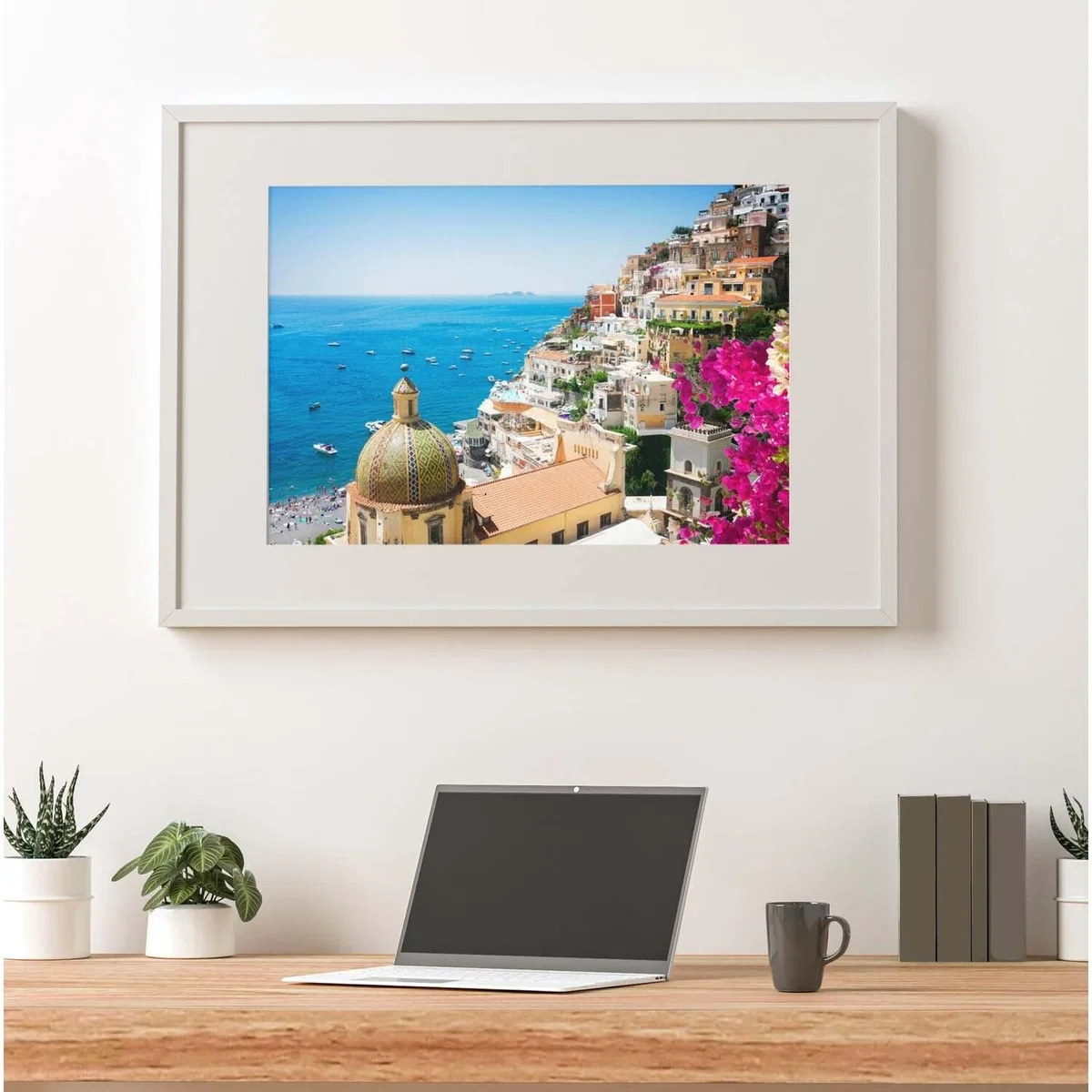 Positano With Flowers, Italy Art Print - Green / 42cm – image 2