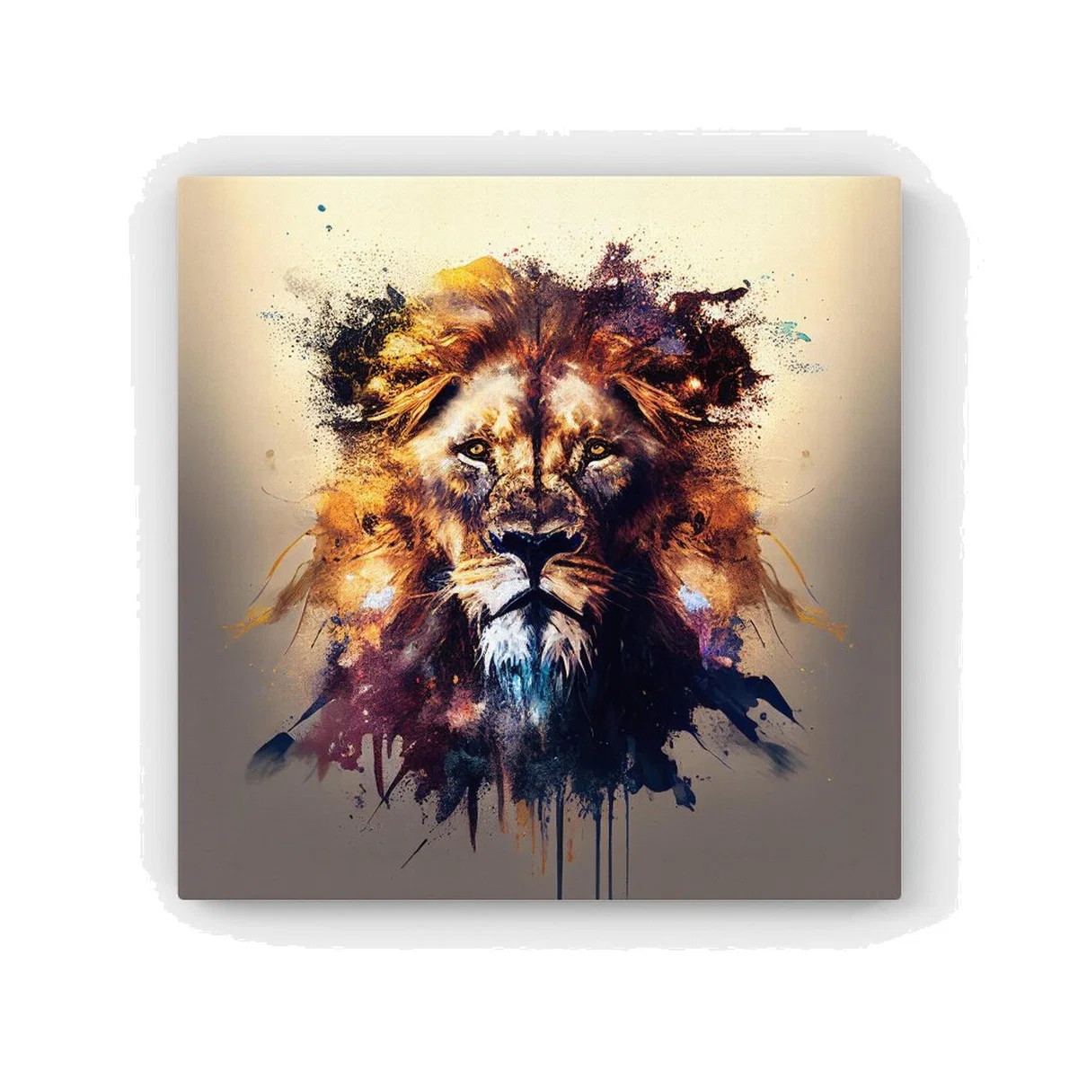 Majestic Lion Face Splashart Canvas Print - Brown / 40.6cm