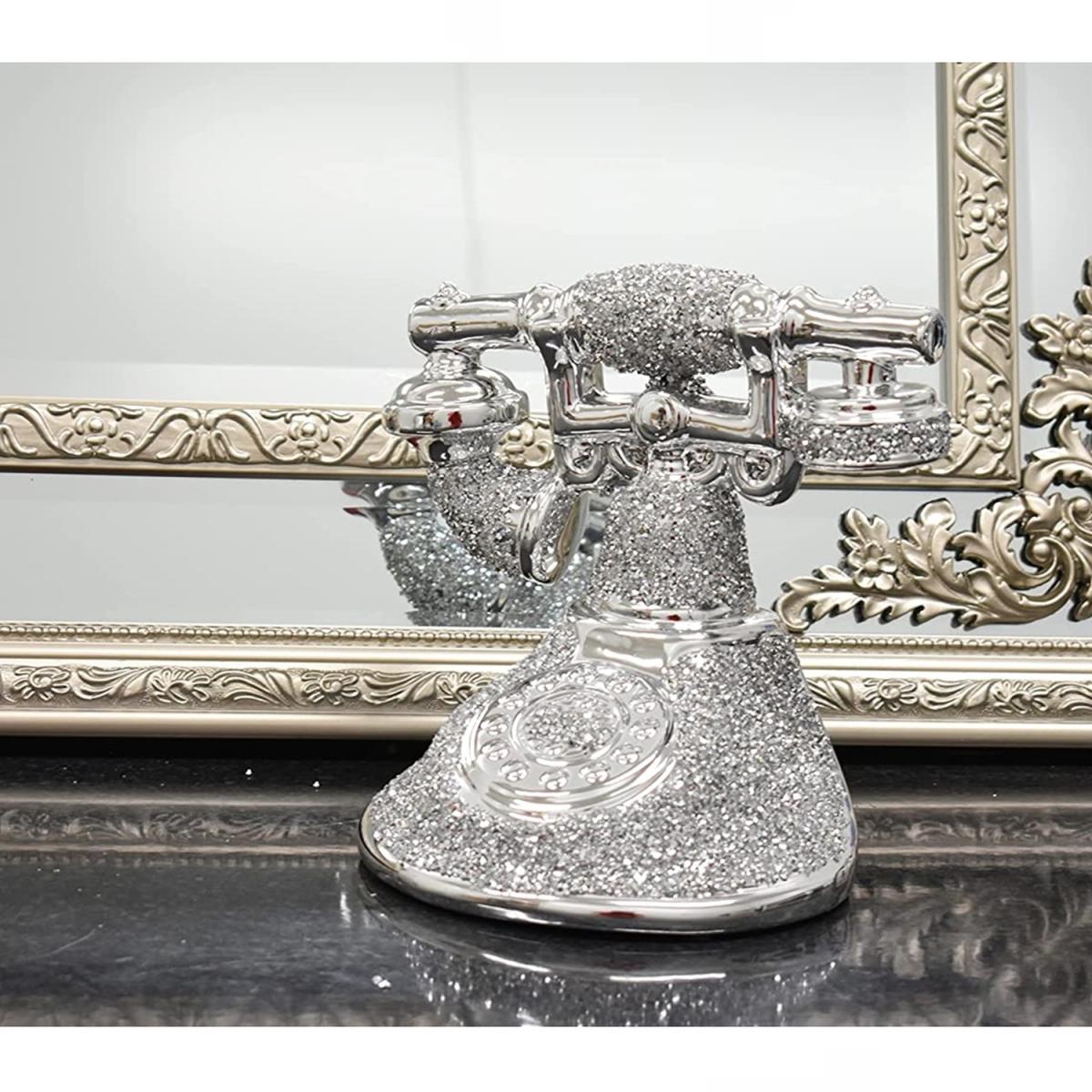 Romany Crushed Diamond Telephone Crystal Shelf Ornament Silver - Silver – image 2