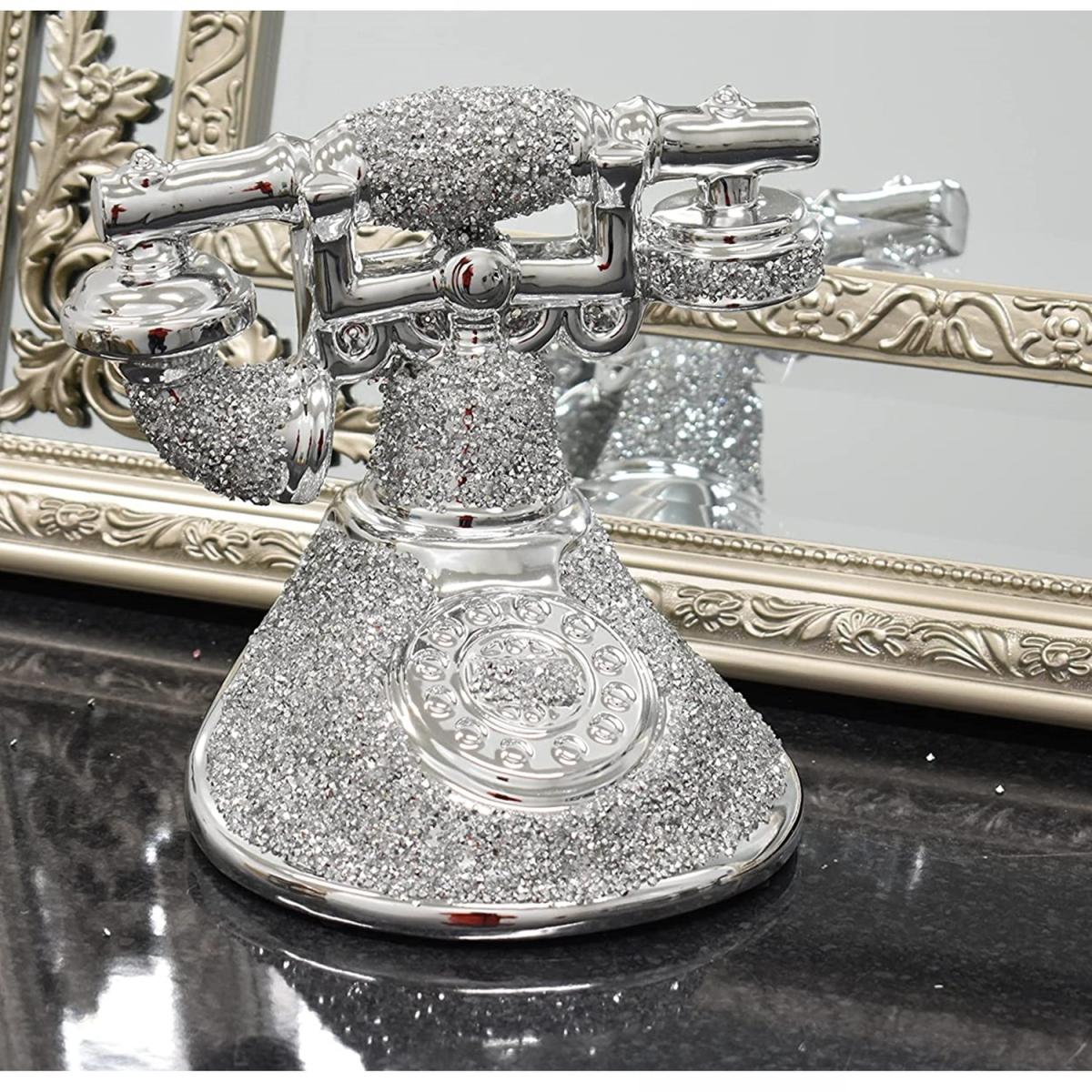 Romany Crushed Diamond Telephone Crystal Shelf Ornament Silver - Silver – image 3