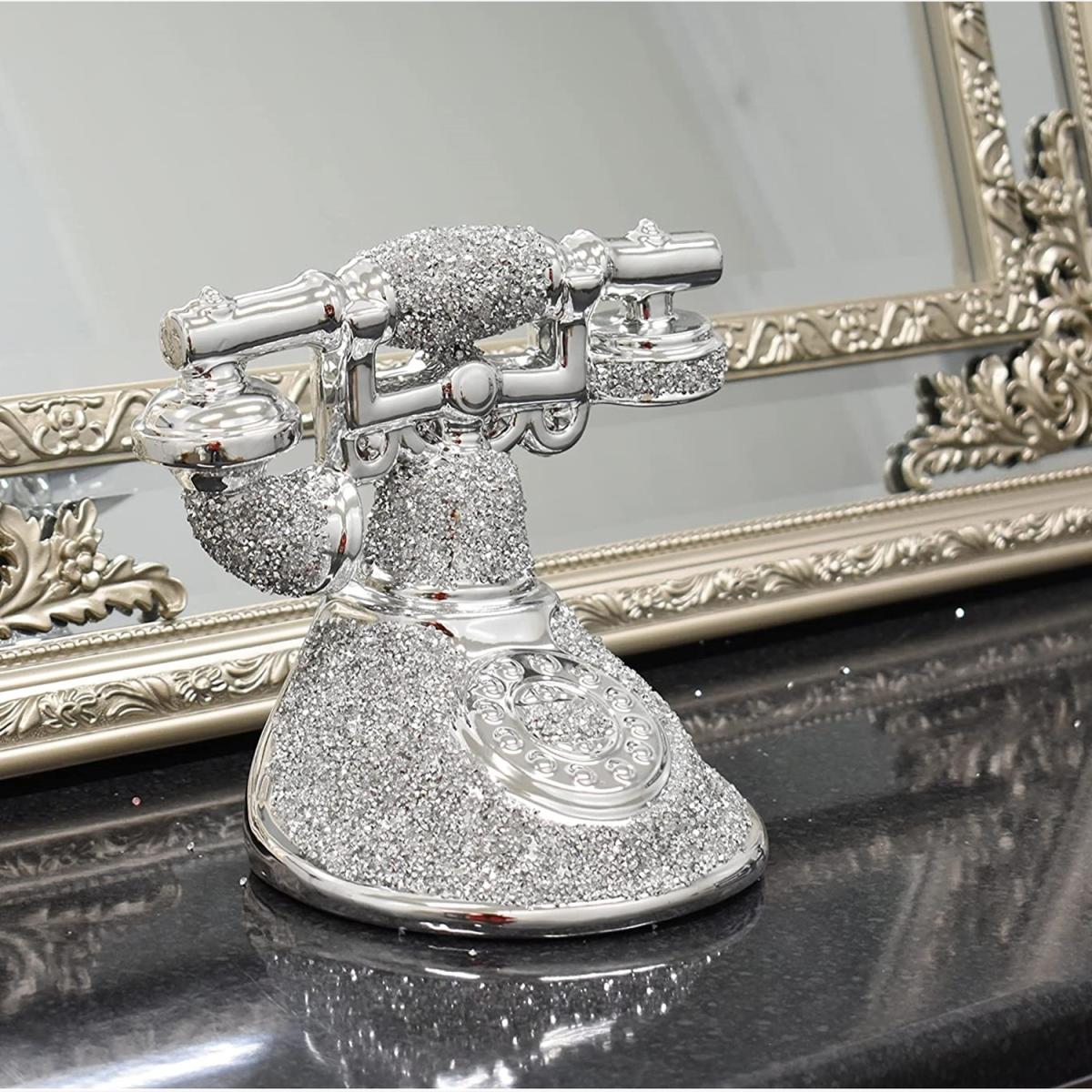 Romany Crushed Diamond Telephone Crystal Shelf Ornament Silver - Silver – image 1