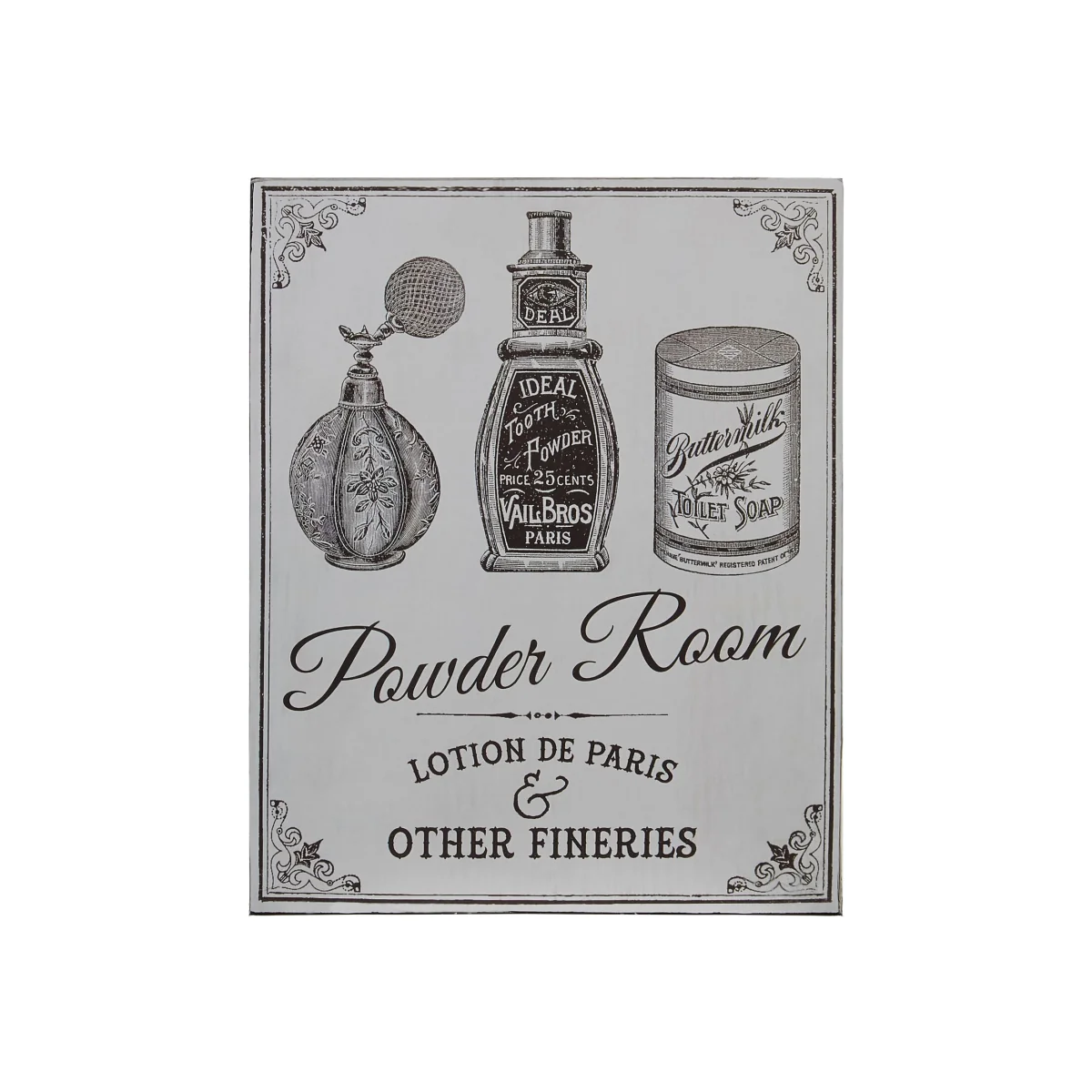 Madera Powder Room Wall Plaque - Black, Grey – image 1