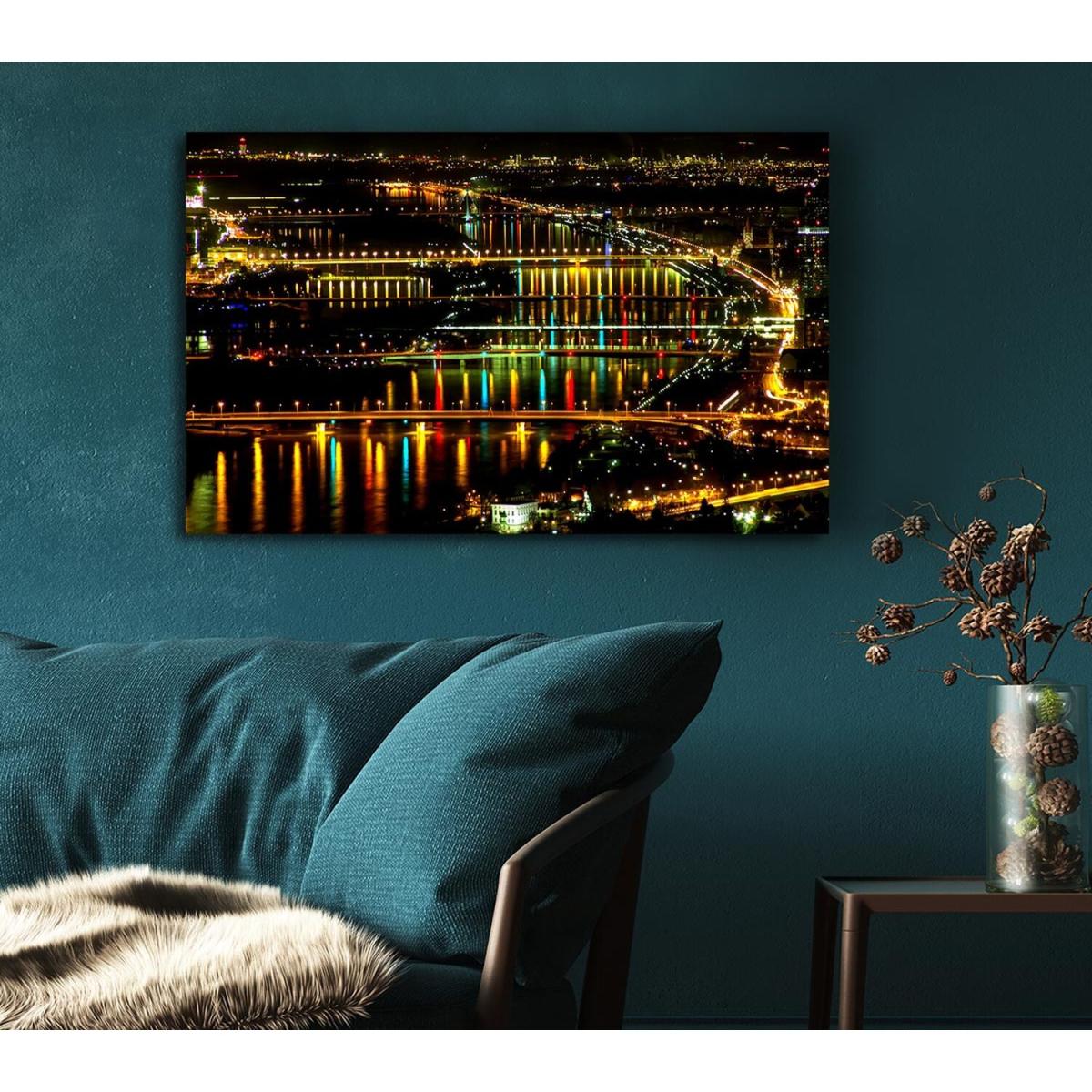 Lights At Danube Vienna Canvas Print Wall Art - Yellow / 101.6cm – image 5