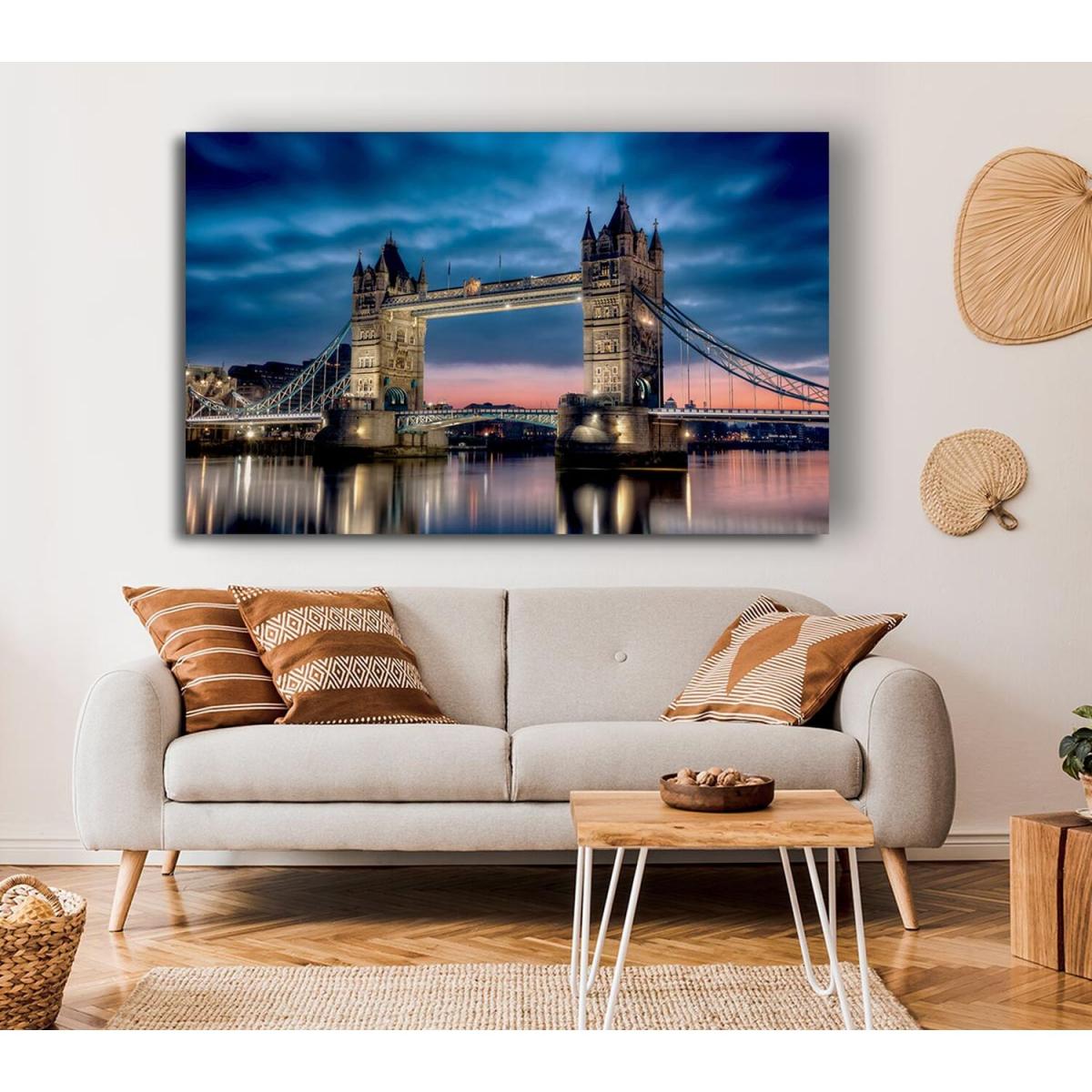 London Tower Bridge At Dusk Canvas Print Wall Art - Yellow / 50.8cm – image 4