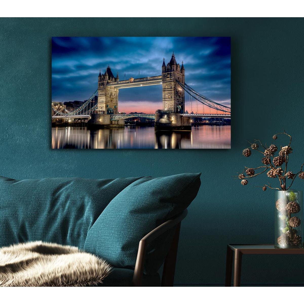 London Tower Bridge At Dusk Canvas Print Wall Art - Yellow / 50.8cm – image 5