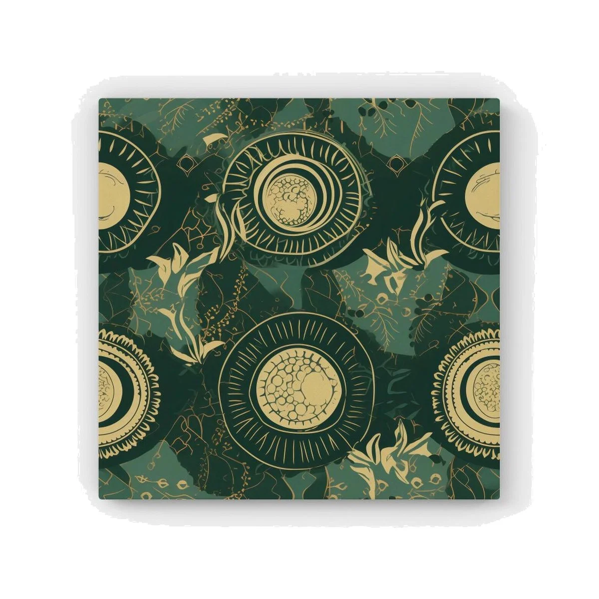 Abstract Green Gold Moon Pattern Canvas Print - Green / 101.6cm