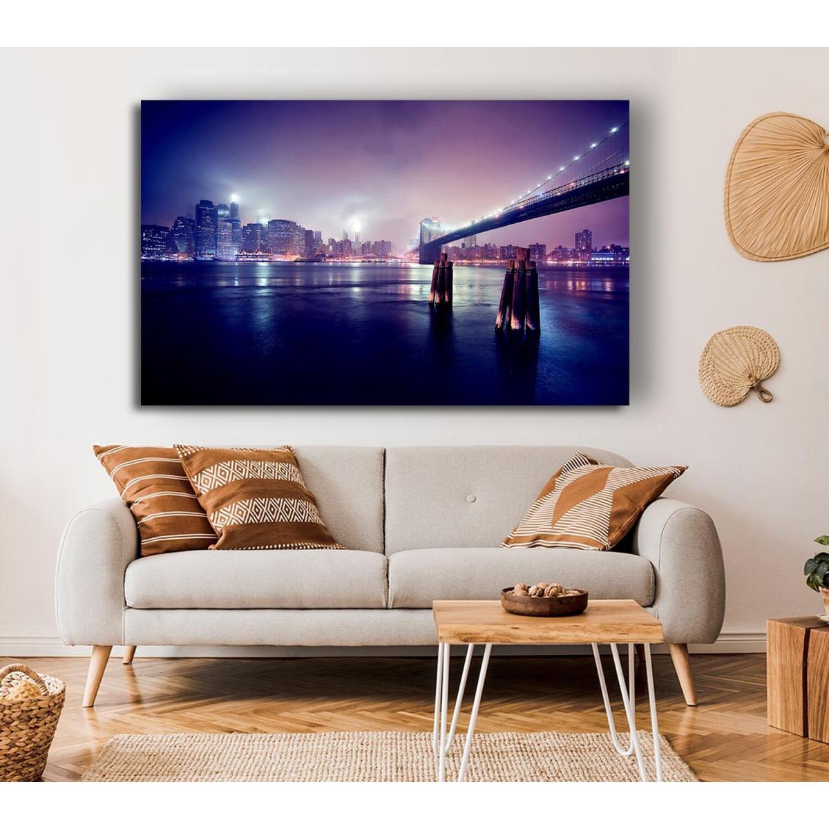City Nights Lights Canvas Print Wall Art - Yellow / 81.28cm – image 4