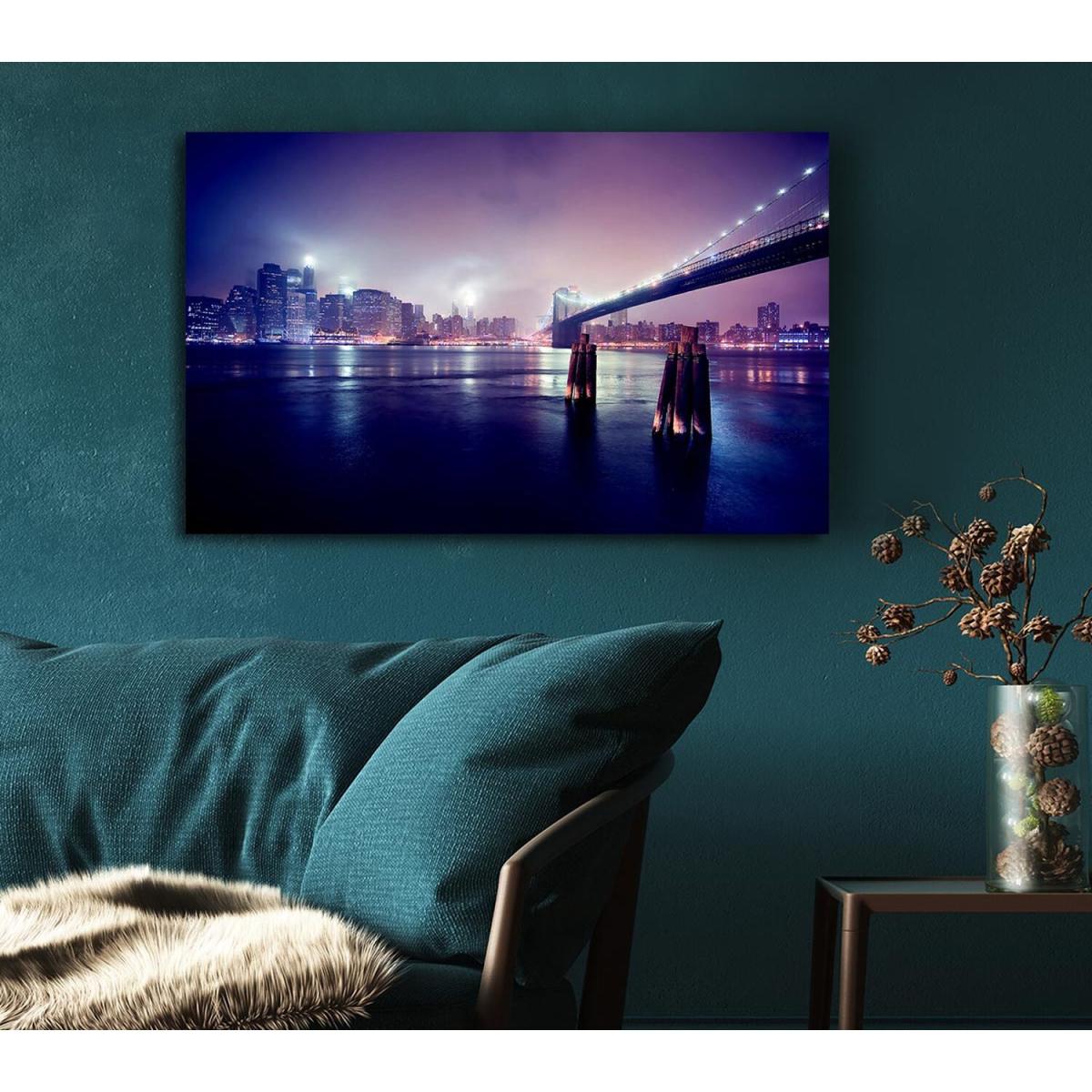City Nights Lights Canvas Print Wall Art - Yellow / 81.28cm – image 5