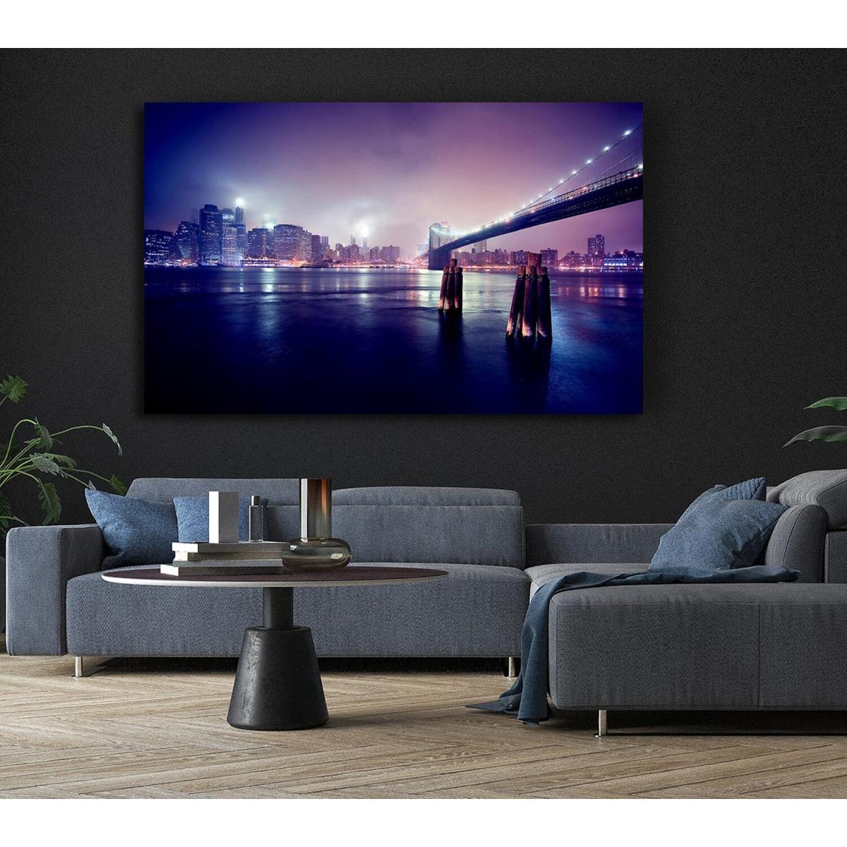 City Nights Lights Canvas Print Wall Art - Yellow / 81.28cm – image 6